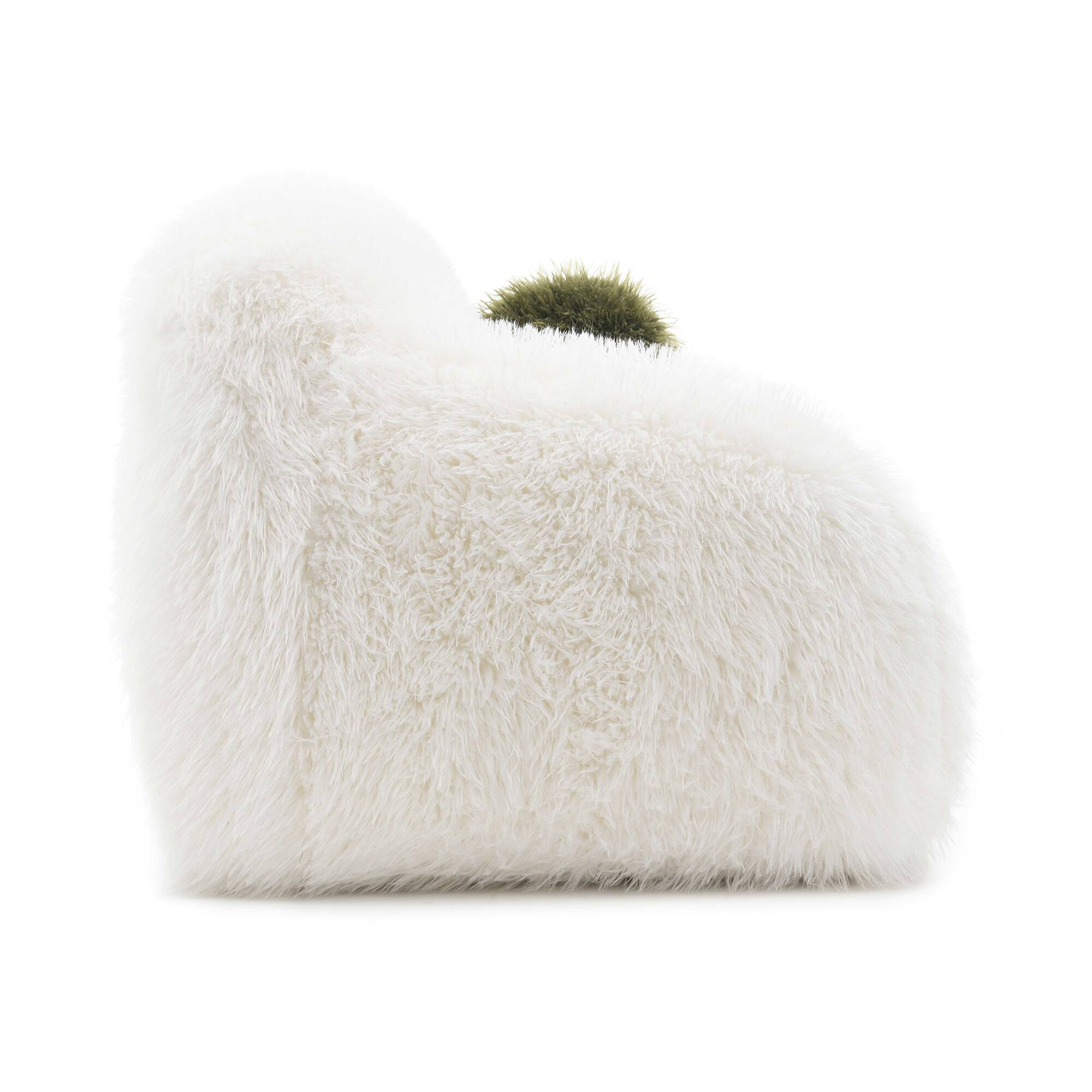 Alt View 1. Vaczon - Faux Fur 360° Swivel Accent Chair with Ball Pillows, Plush Shaggy Armchair for Living Room Bedroom - White.