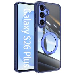 Dteck - Magnetic Clear Case For Samsung Galaxy S26+, Shockproof Anti-Scratch 360° Ring Holder Stand PC+TPU Protection Cover - Blue