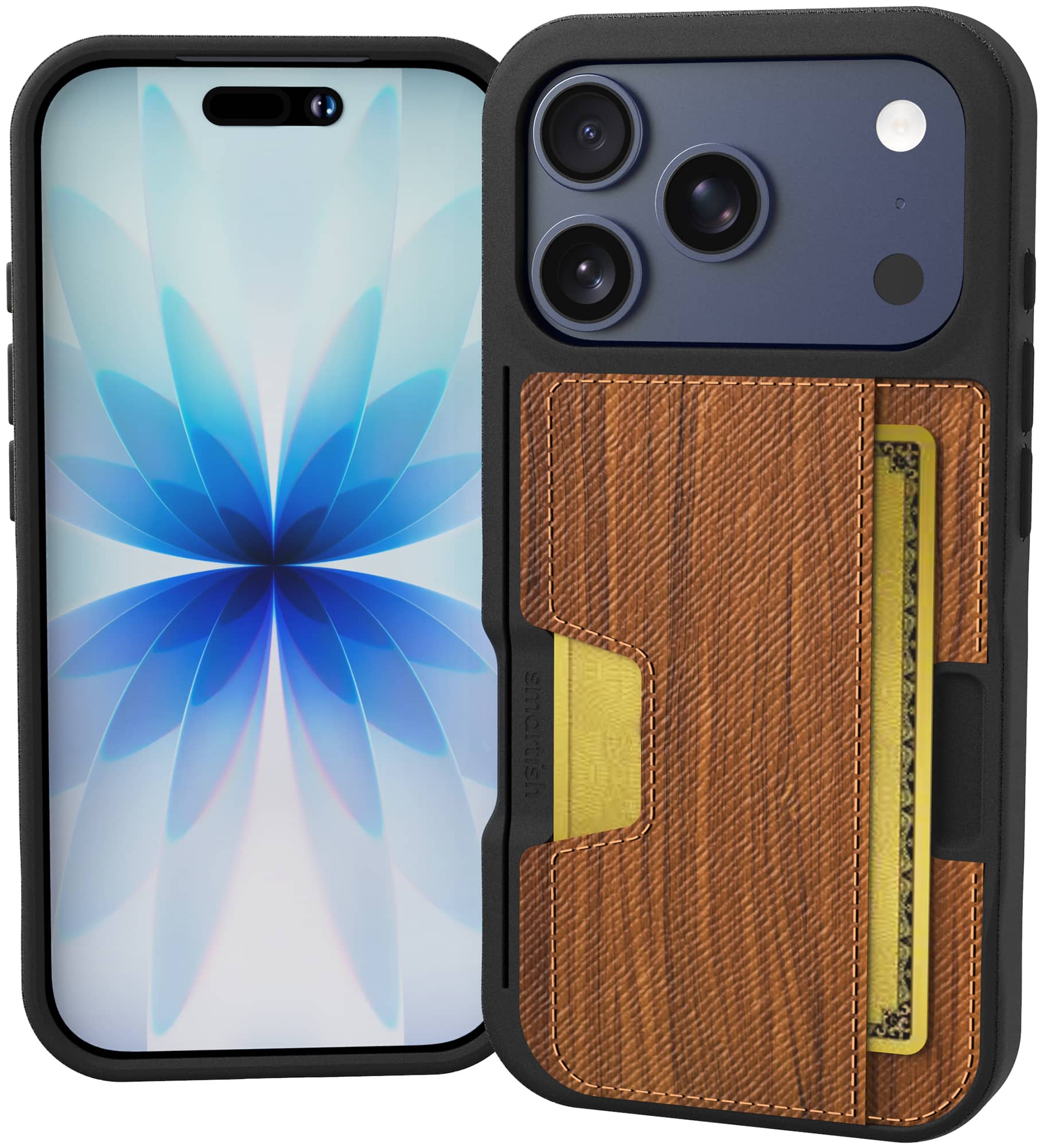 Smartish - iPhone 17 Pro Wallet Case - Wallet Slayer Vol 2 - Slim Card Holder w/ Card Kickstand - Walnut Woods - [Walnut Woods]