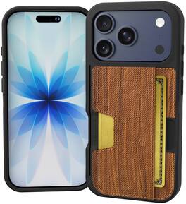 Smartish - iPhone 18 Pro/17 Pro Wallet Case - Wallet Slayer Vol 2 - Card Holder w/ Card Kickstand - Woodgrain - Walnut Woods