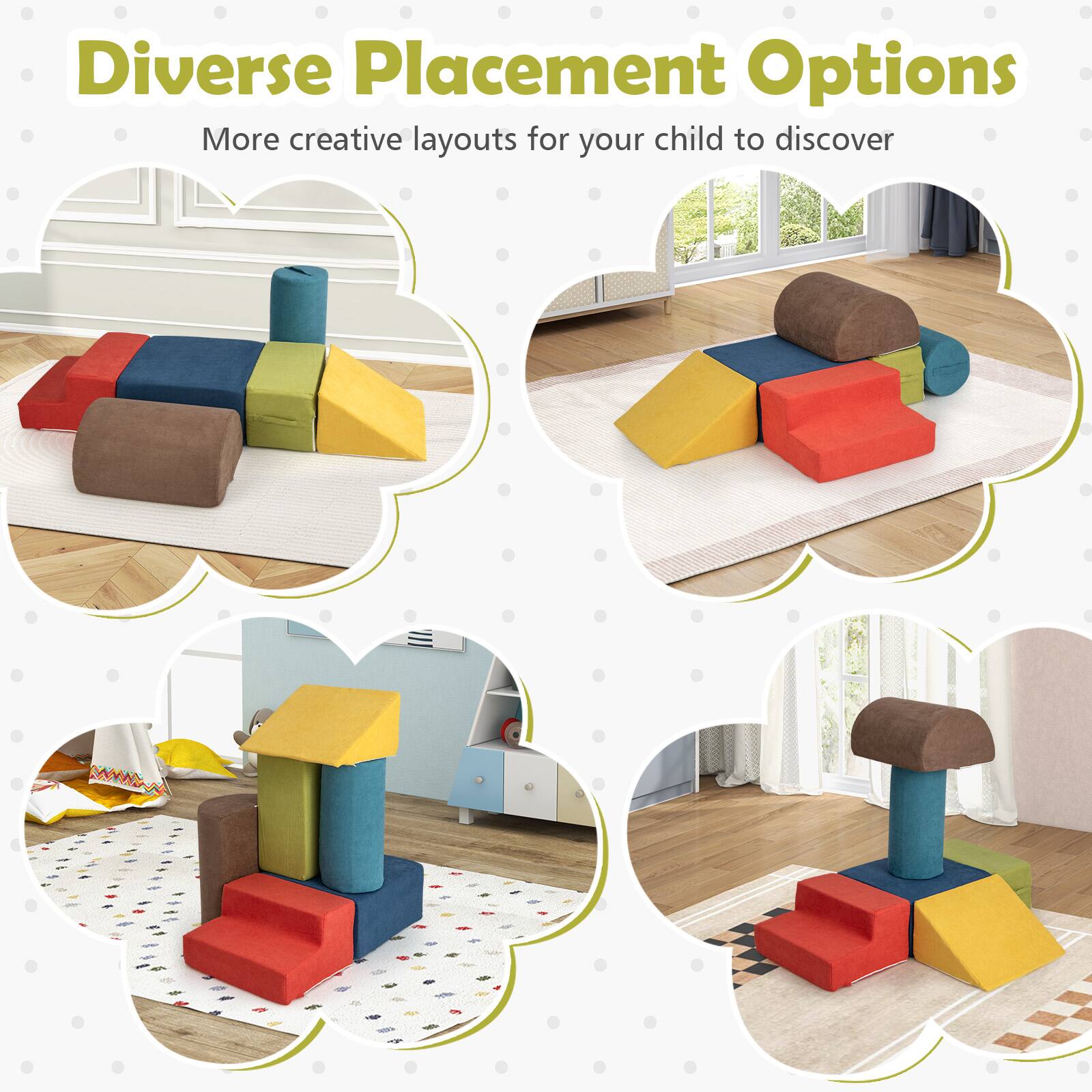 Diverse Placement Options  
More creative layouts for your child to discover