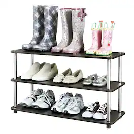 Hivvago - 3-Shelf Modern Shoe Rack - Holds up to 12 Pair of Shoes - Espresso