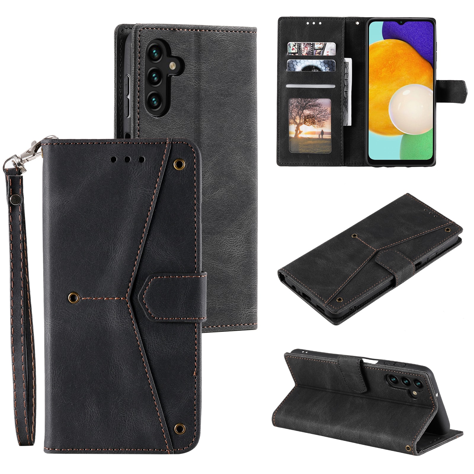 Dteck - Wallet Case for Samsung Galaxy S24+,Vintage PU Leather Flip Card Holder Kickstand Magnetic Closure Phone Cover - Black price history on PriceWatchPro