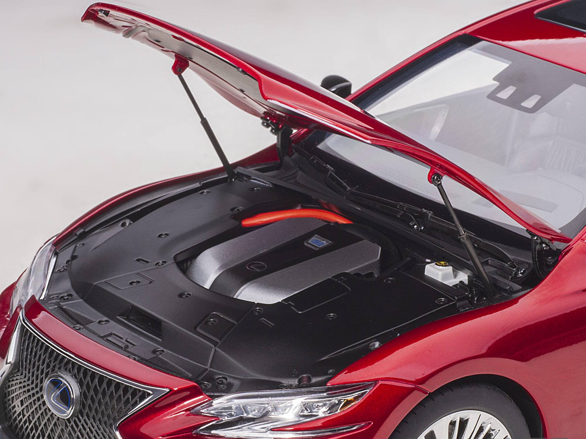 Alt View 2. Autoart - Lexus LS500h Morello Red Metallic with Chrome Wheels 1/18 Model Car by Autoart.