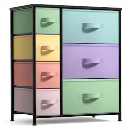 Sorbus - Dresser with 7 Drawers - Storage Chest Organizer with Steel Frame, Wood Top, Handles, Fabric Bins - Pastel Black