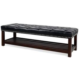 Boyel Living - Traditional Faux Leather Upholstered Storage Bench - Black/Silver