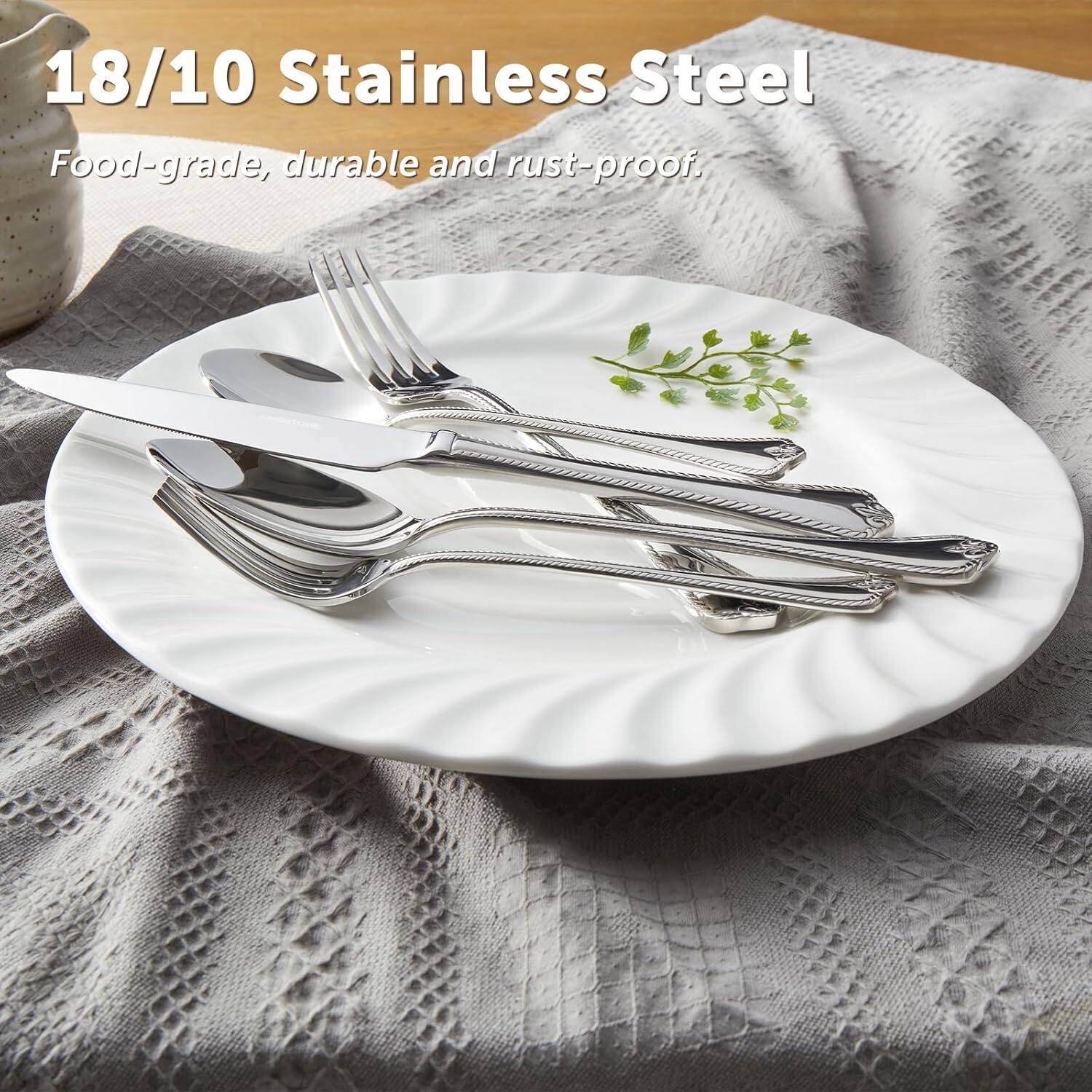 18/10 Stainless Steel  
Food-grade, durable and rust-proof.