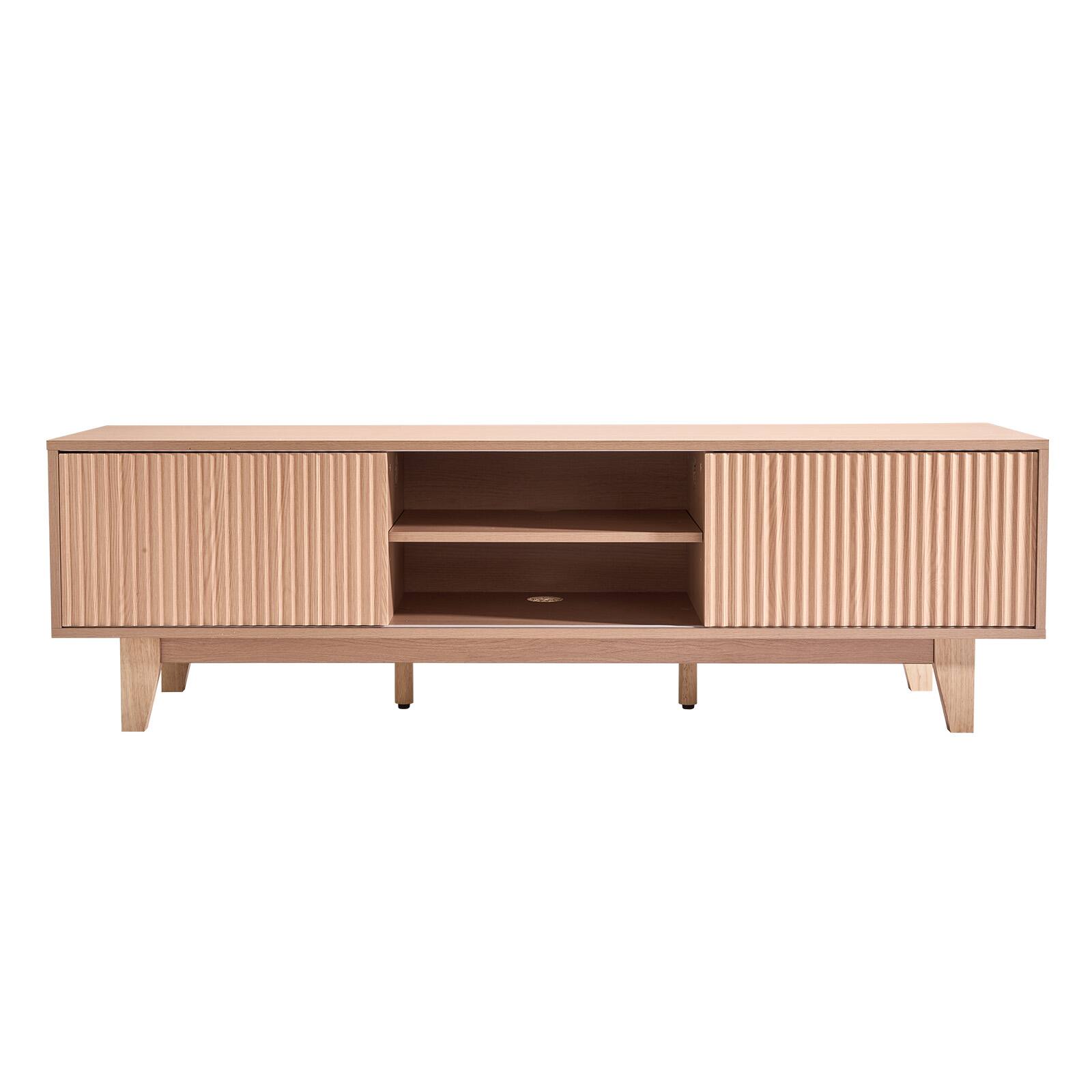 Alt View 5. VEVOR - TV Stand, Boho Entertainment Center for TVs up to 59 in, 350 lbs Load Capacity, TV Media Console Table - Natural wood color.