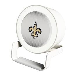 Keyscaper - New Orleans Saints Linen Print Nightlight Charger & Bluetooth Speaker - White