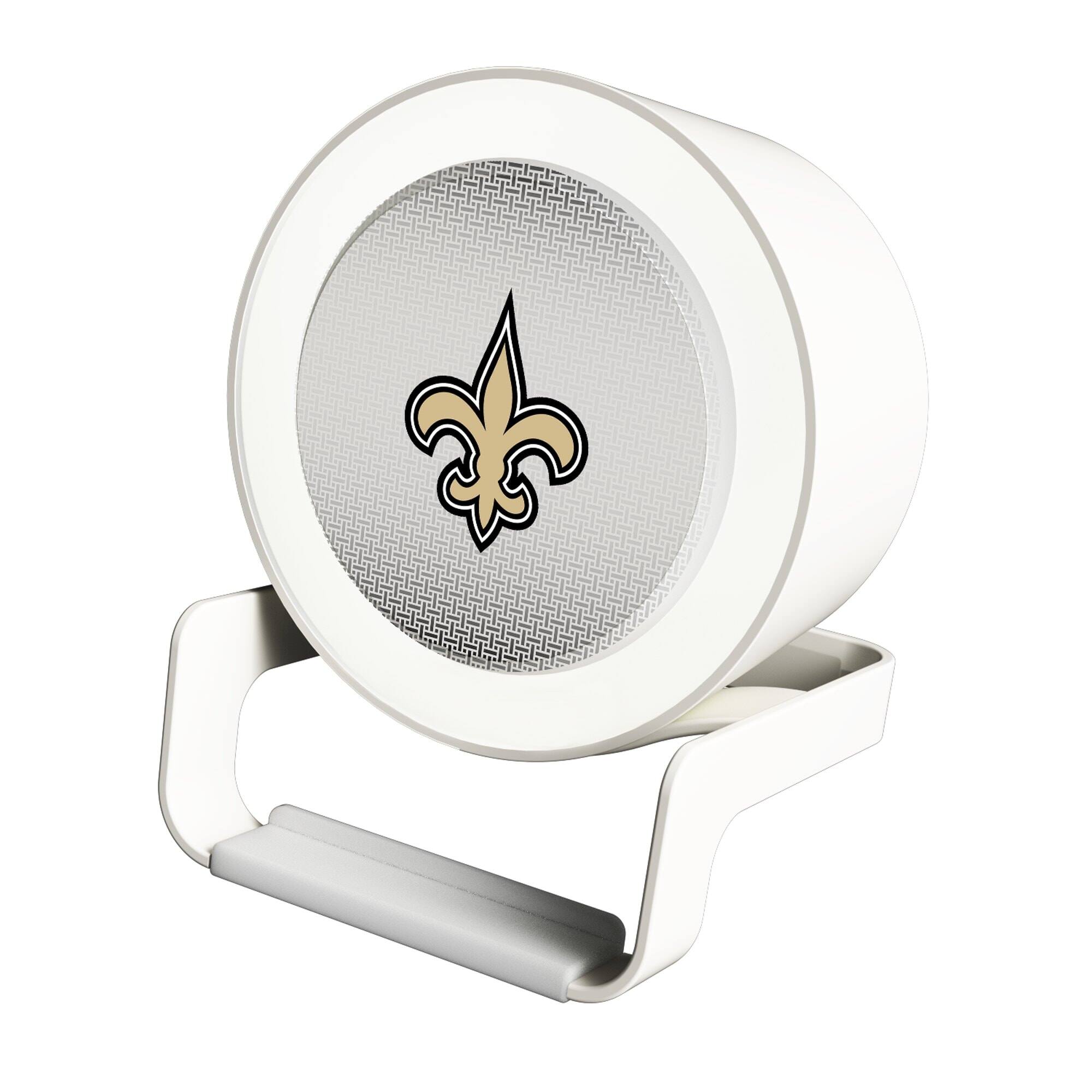 Front. Keyscaper - New Orleans Saints Linen Print Nightlight Charger & Bluetooth Speaker - White.