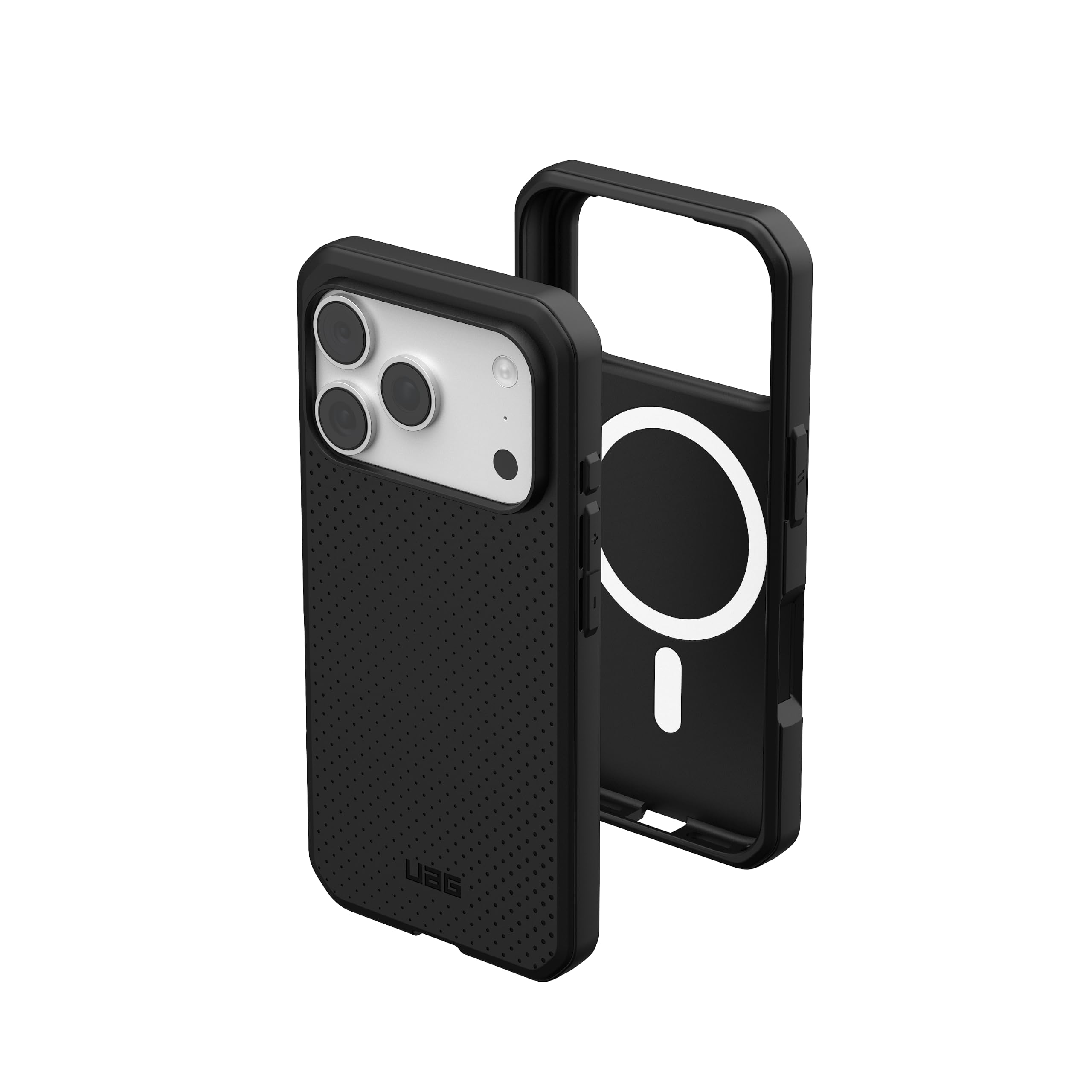 Front. UAG - iPhone 18 Pro Case/iPhone 17 Pro Case with MagSafe, Ultra-Slim & Sleek Dot Pattern, Dot - Black.