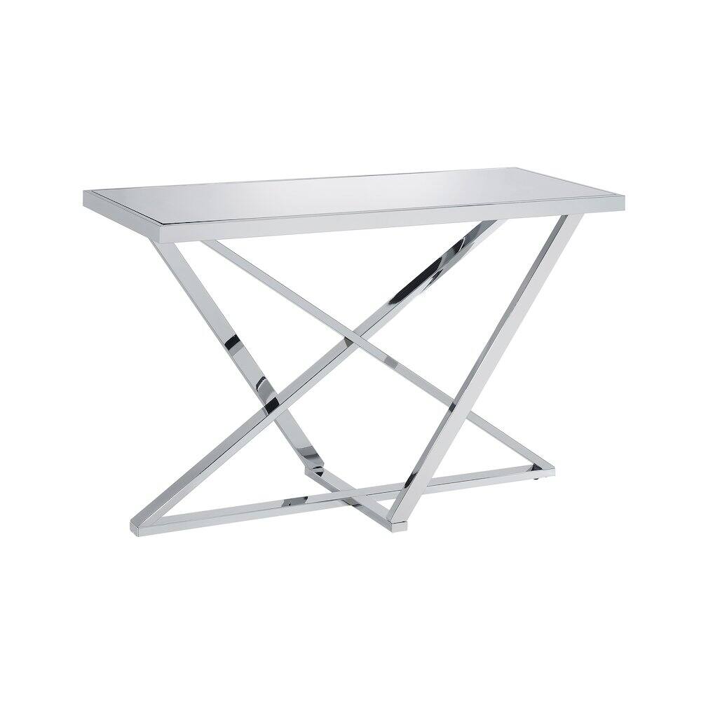 Front. Furniture of America - Ludington Contemporary Metal Sofa Table in Chrome - Silver.