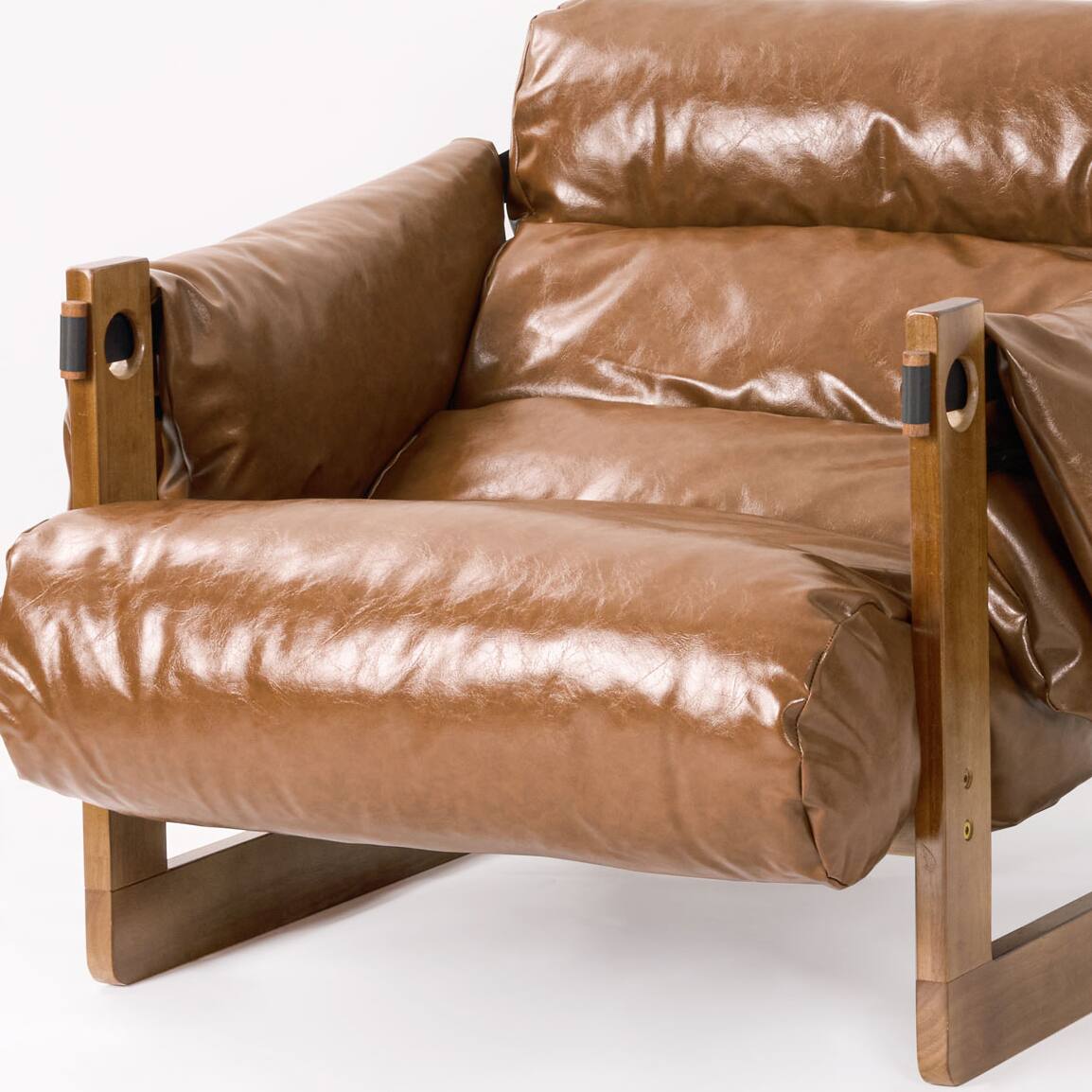 Alt View 2. E.P. Light - Vintage Solid Wood Leisure Chair - Brown.