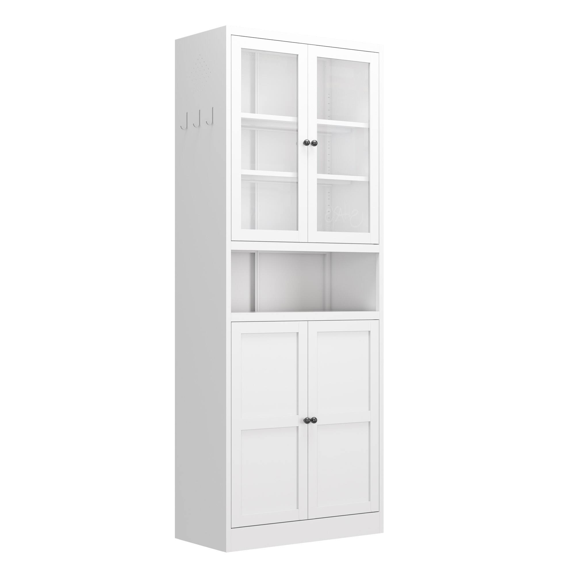 Spaco - 72 Inch Tall Storage Metal Kitchen Pantry Cabinet with Adjustable Shelves, for Living Dinning Room Kitchen - White