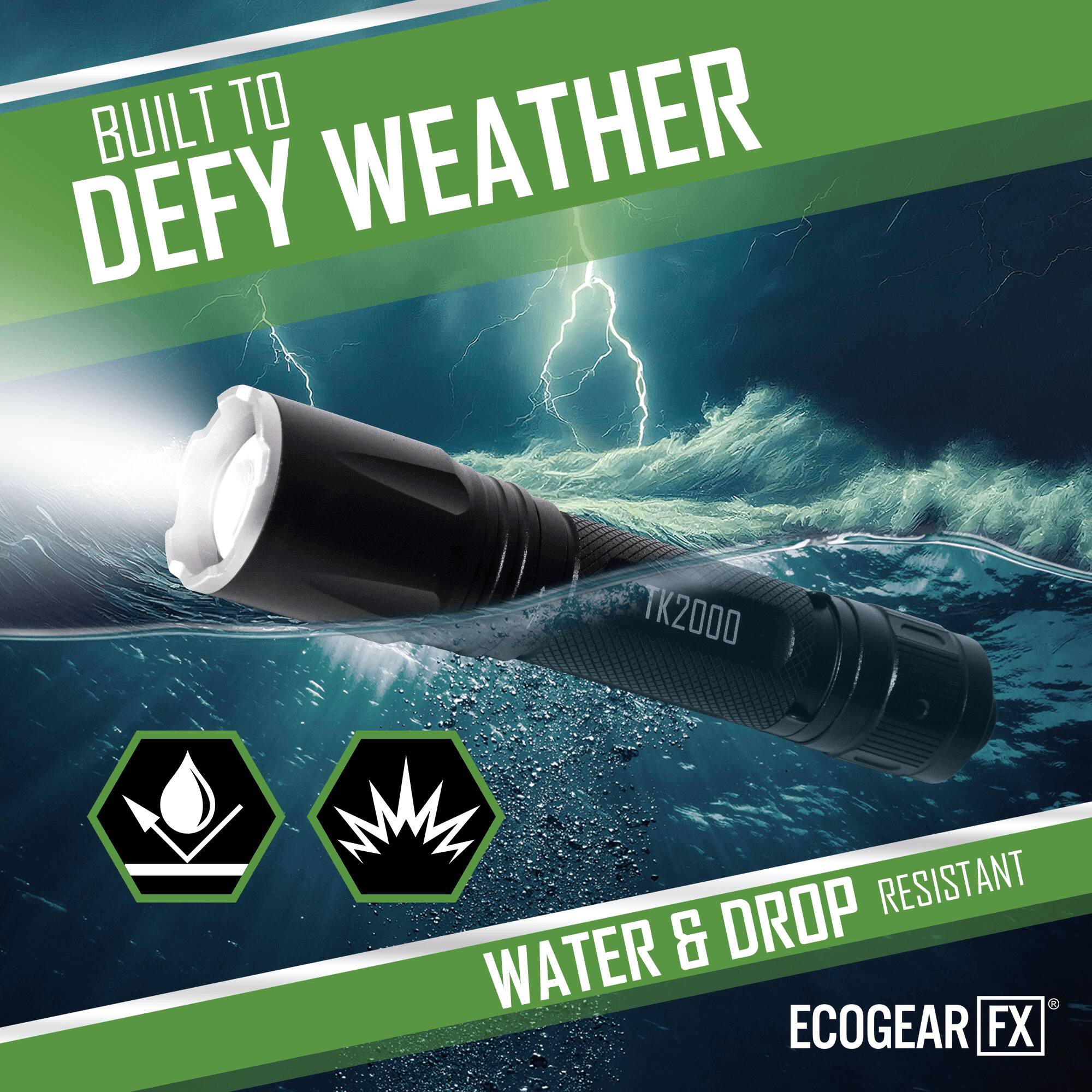 BUILT TO DEFY WEATHER  
TK2000  
WATER & DROP RESISTANT  
ECOGEAR FX