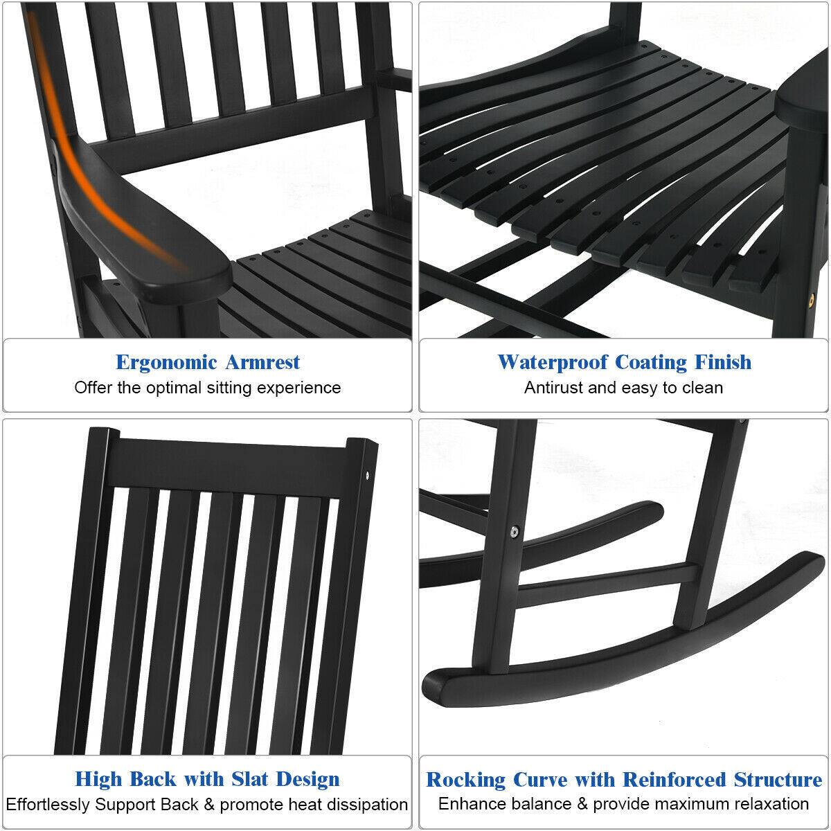 Ergonomic Armrest - Offer the optimal sitting experience

Waterproof Coating Finish - Antirust and easy to clean

High Back with Slat Design - Effortlessly Support Back & promote heat dissipation

Rocking Curve with Reinforced Structure - Enhance balance & provide maximum relaxation