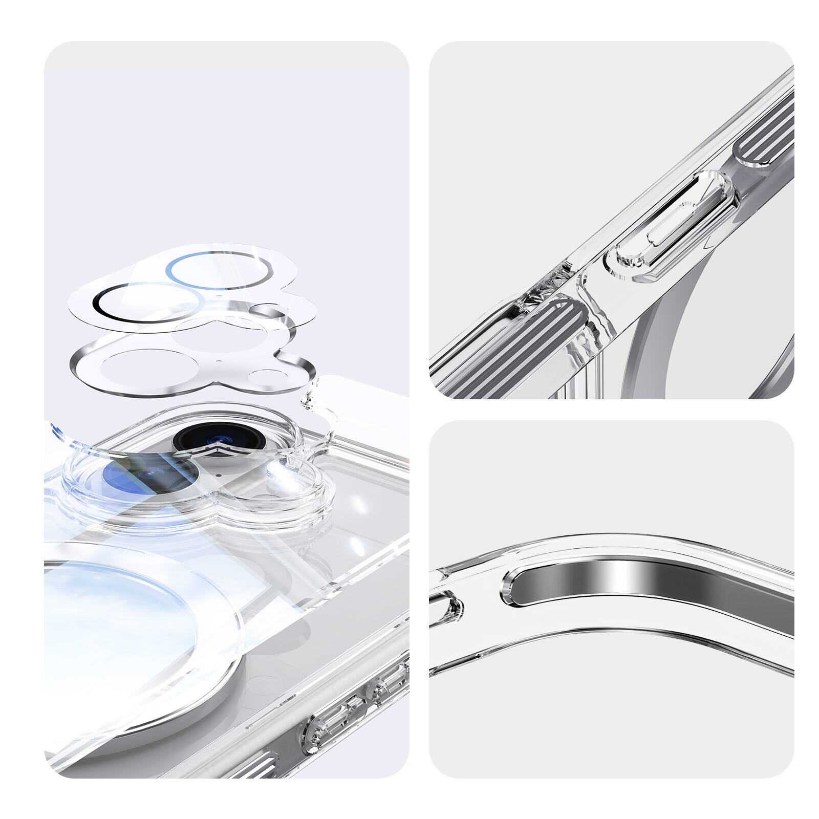 Alt View 1. Dteck - Magnetic Clear Phone Case for Apple iPhone 17 with 360° Rotating Kickstand Shockproof PC+TPU Slim Transparent Cover - White.