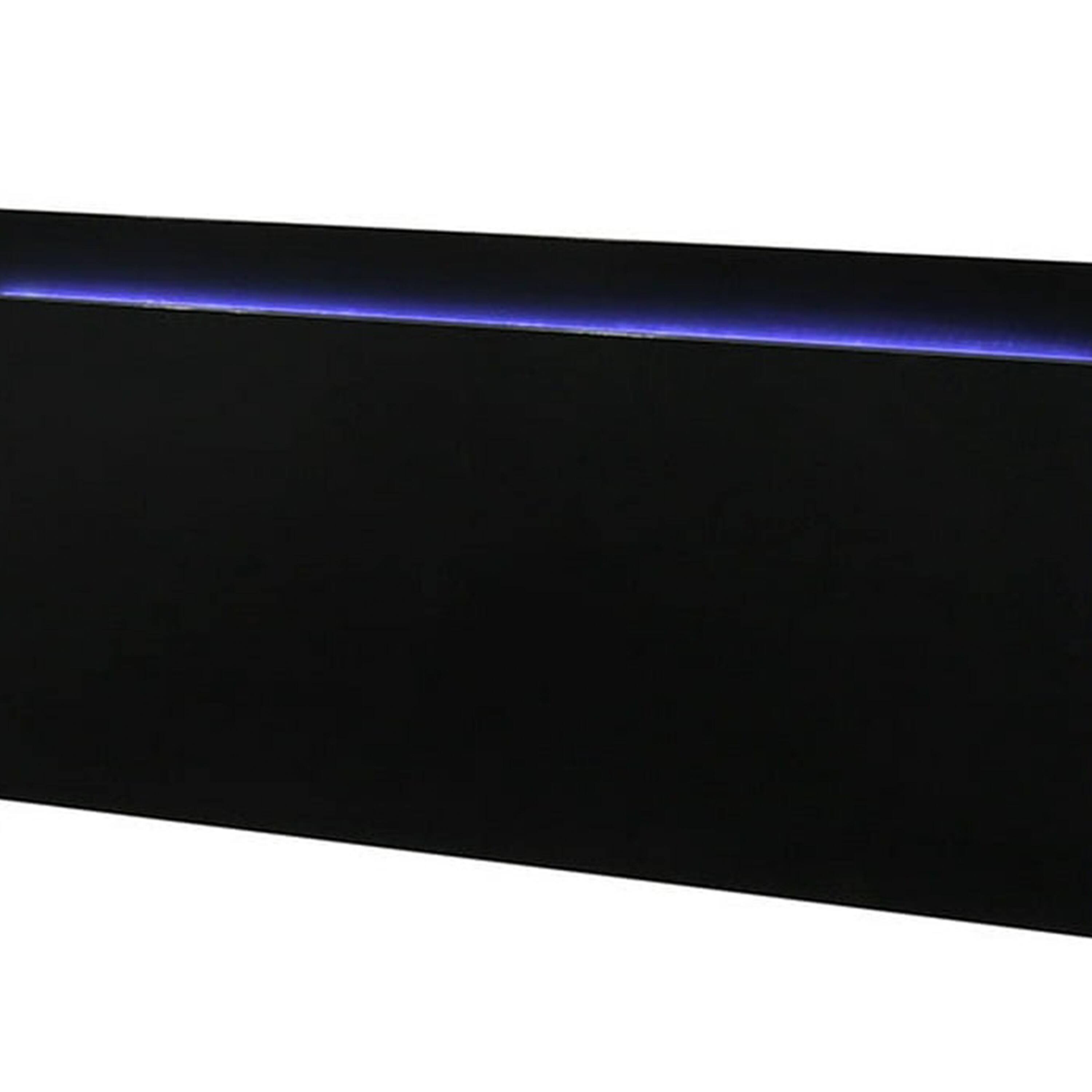 Alt View 1. Manhattan Lane - Suni King Size Bed w LED Headboard, Piano Black Wood Frame - Piano Black, Chrome Silver.