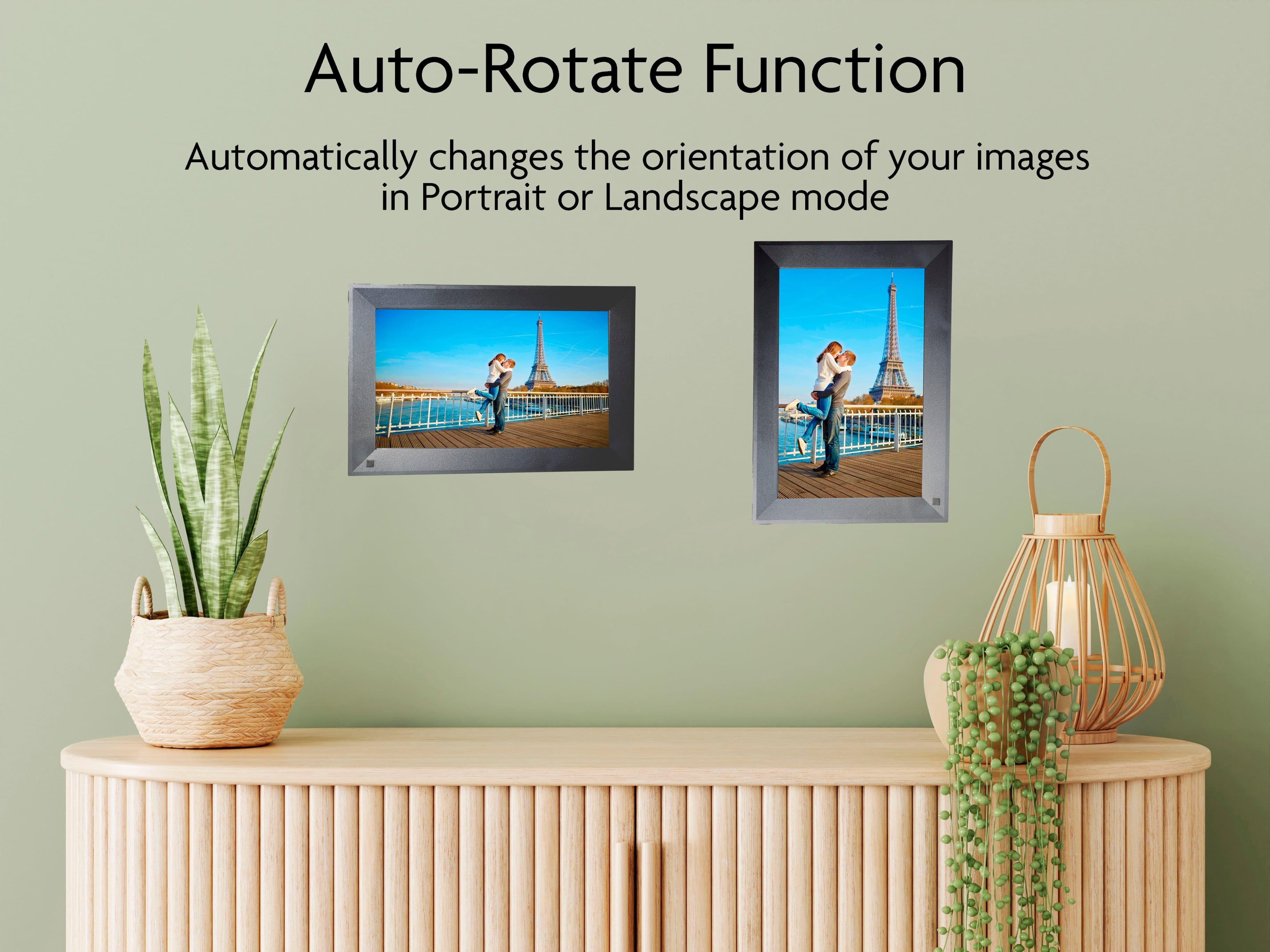 Auto-Rotate Function: Automatically changes the orientation of your images in Portrait or Landscape mode.