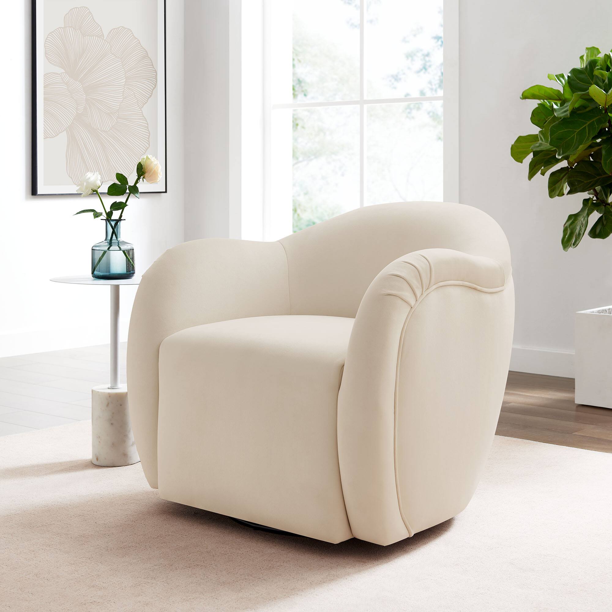 Alt View 4. Modway - Compose Performance Velvet Swivel Armchair by Modway - White.