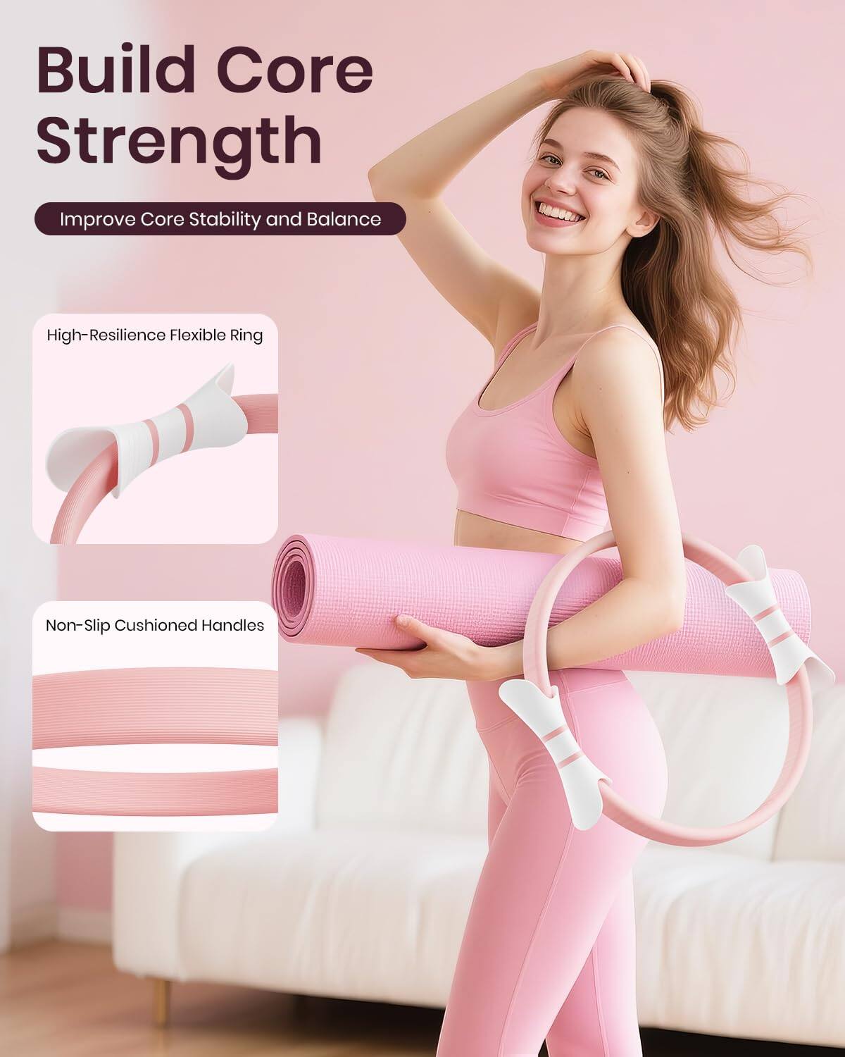 Build Core Strength  
Improve Core Stability and Balance  

High-Resilience Flexible Ring  
Non-Slip Cushioned Handles