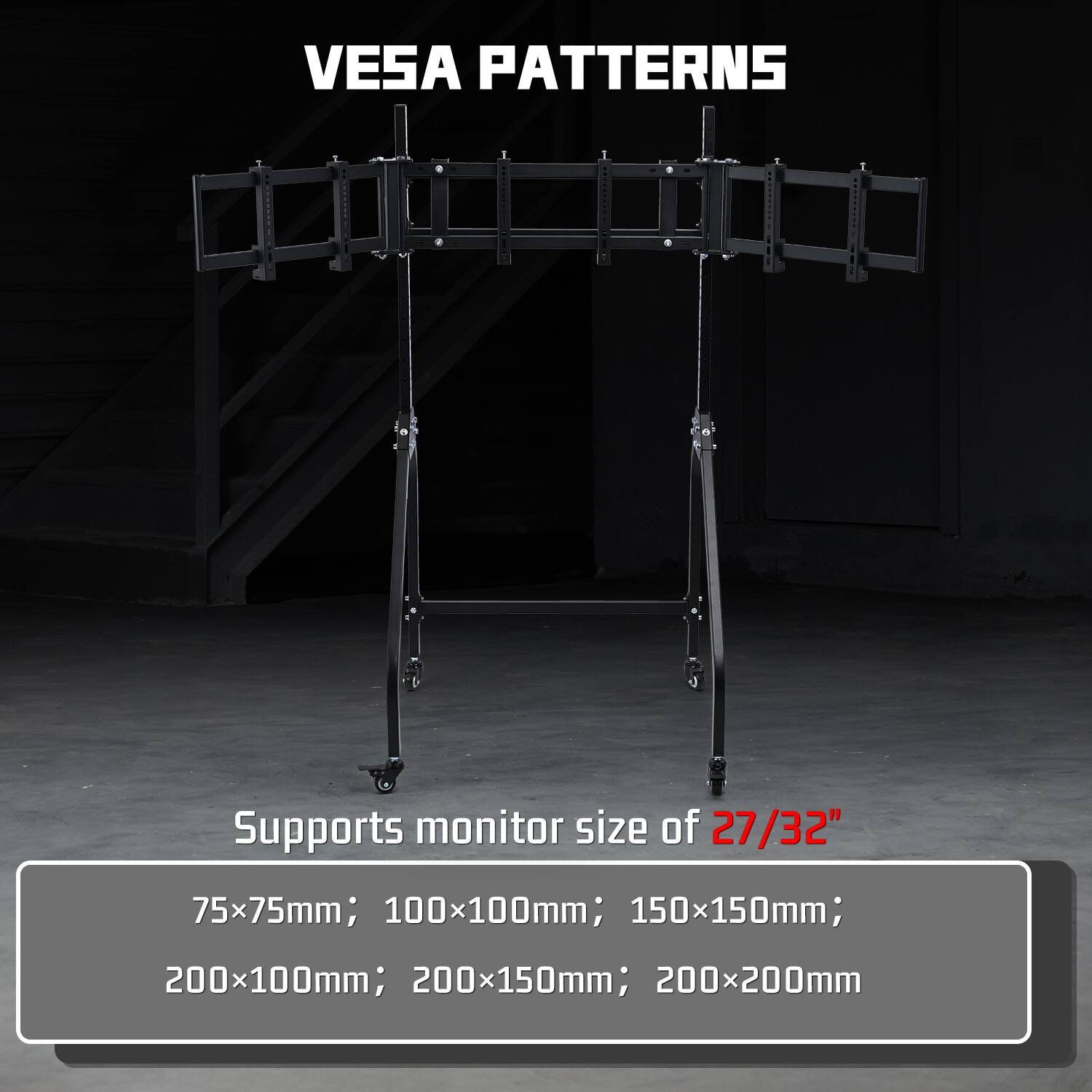 VESPA PATTERNS

Supports monitor size of 27/32"

75x75mm; 100x100mm; 150x150mm; 200x100mm; 200x150mm; 200x200mm
