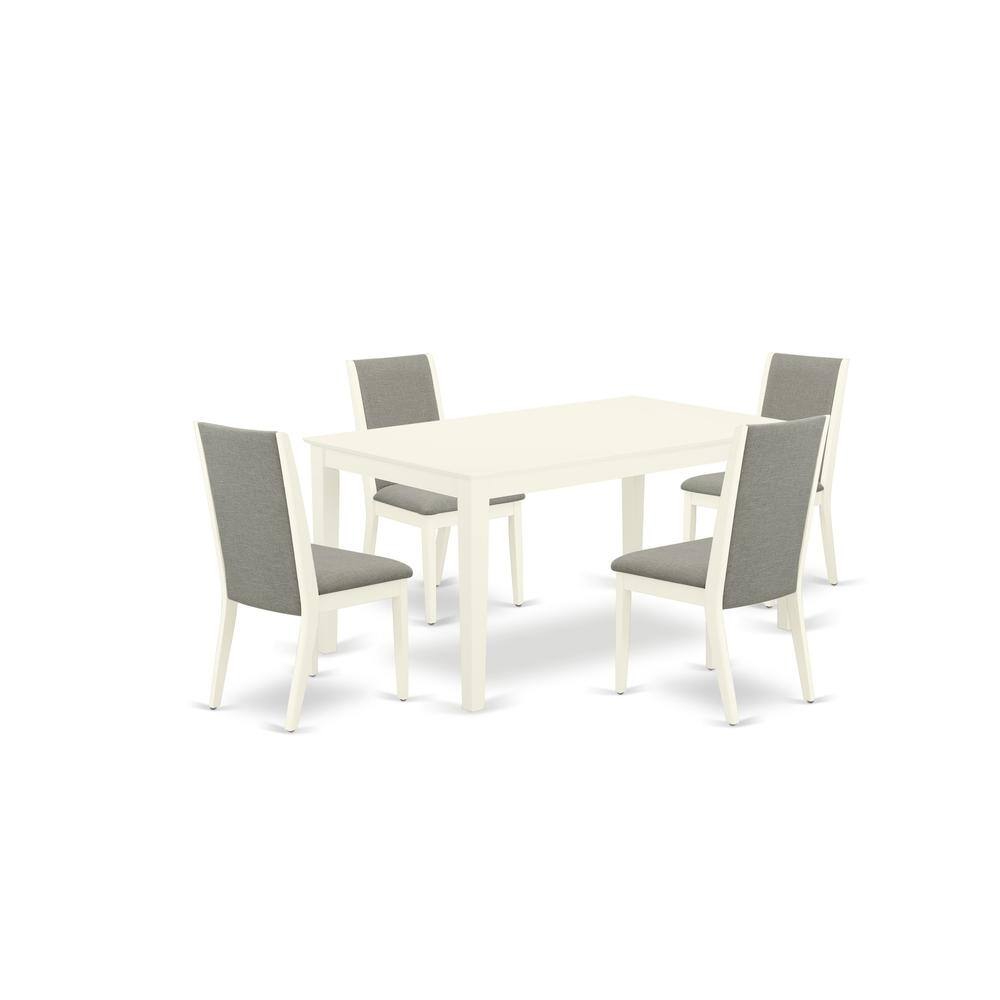 Back. East West Furniture - Dining Room Set Linen White - Brown.