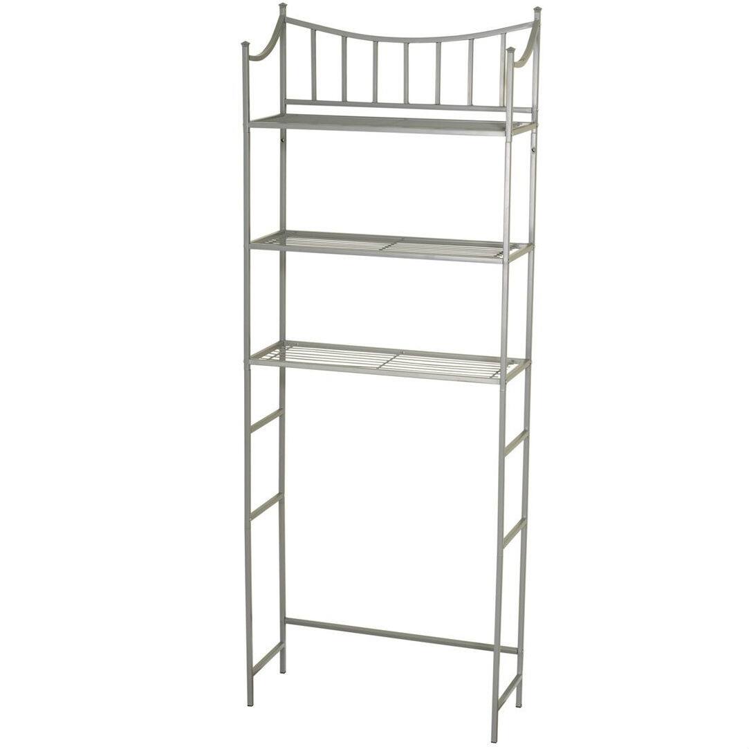 Angle. Hivvago - Bathroom Space Saving Over the Toilet Linen Tower Shelving Unit in Nickel Finish - Grey.