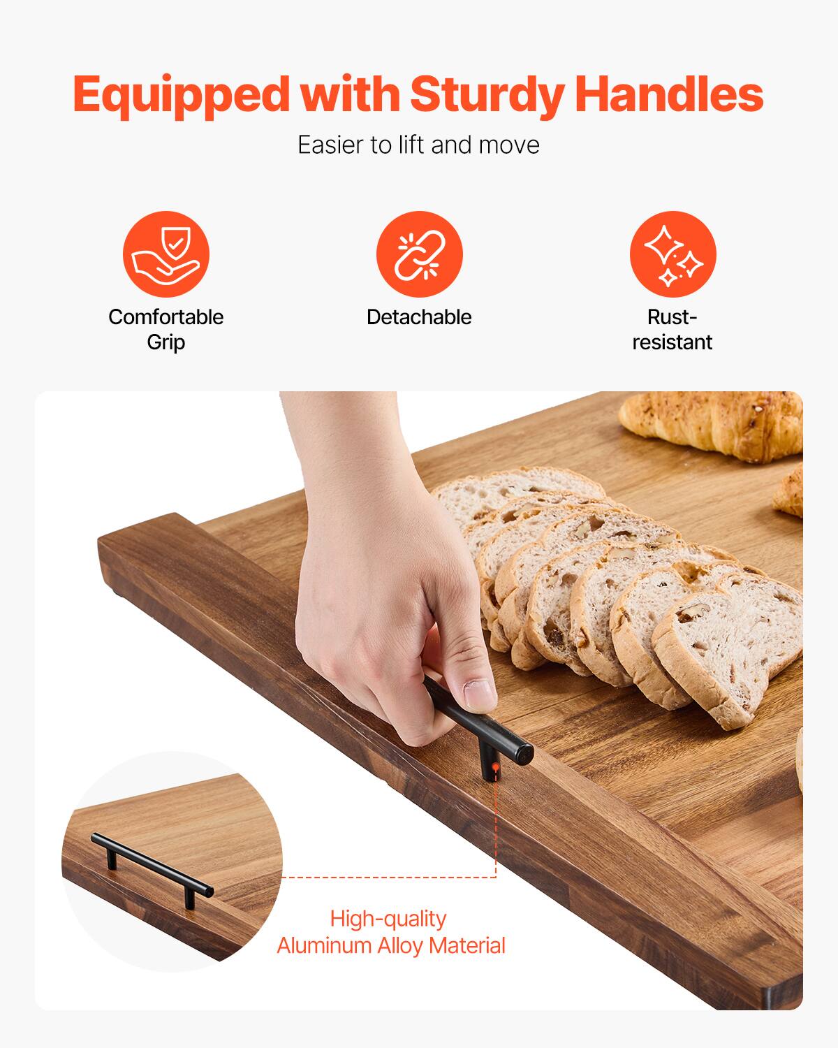 Equipped with Sturdy Handles  
Easier to lift and move  

- Comfortable Grip  
- Detachable  
- Rust-resistant  

High-quality Aluminum Alloy Material