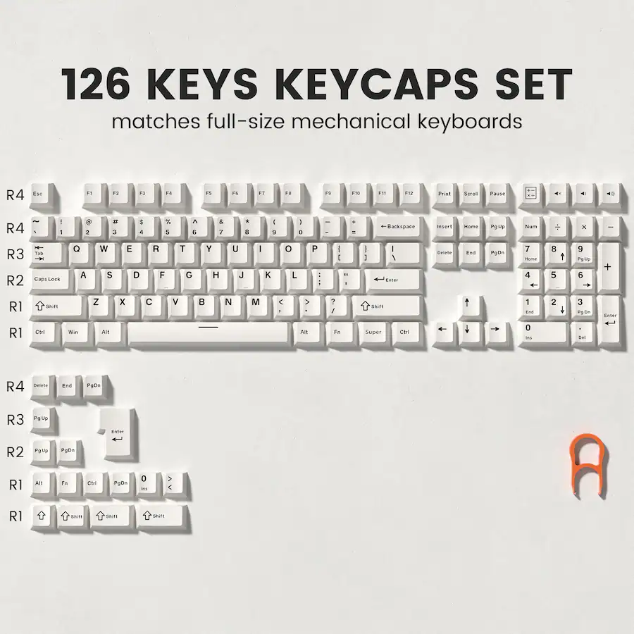 Urutan R1 R2 R3 R4 Keyboard Womier PBT keycaps Set, 126 Keys Double Shot Retro Keyboard caps for 60 ...