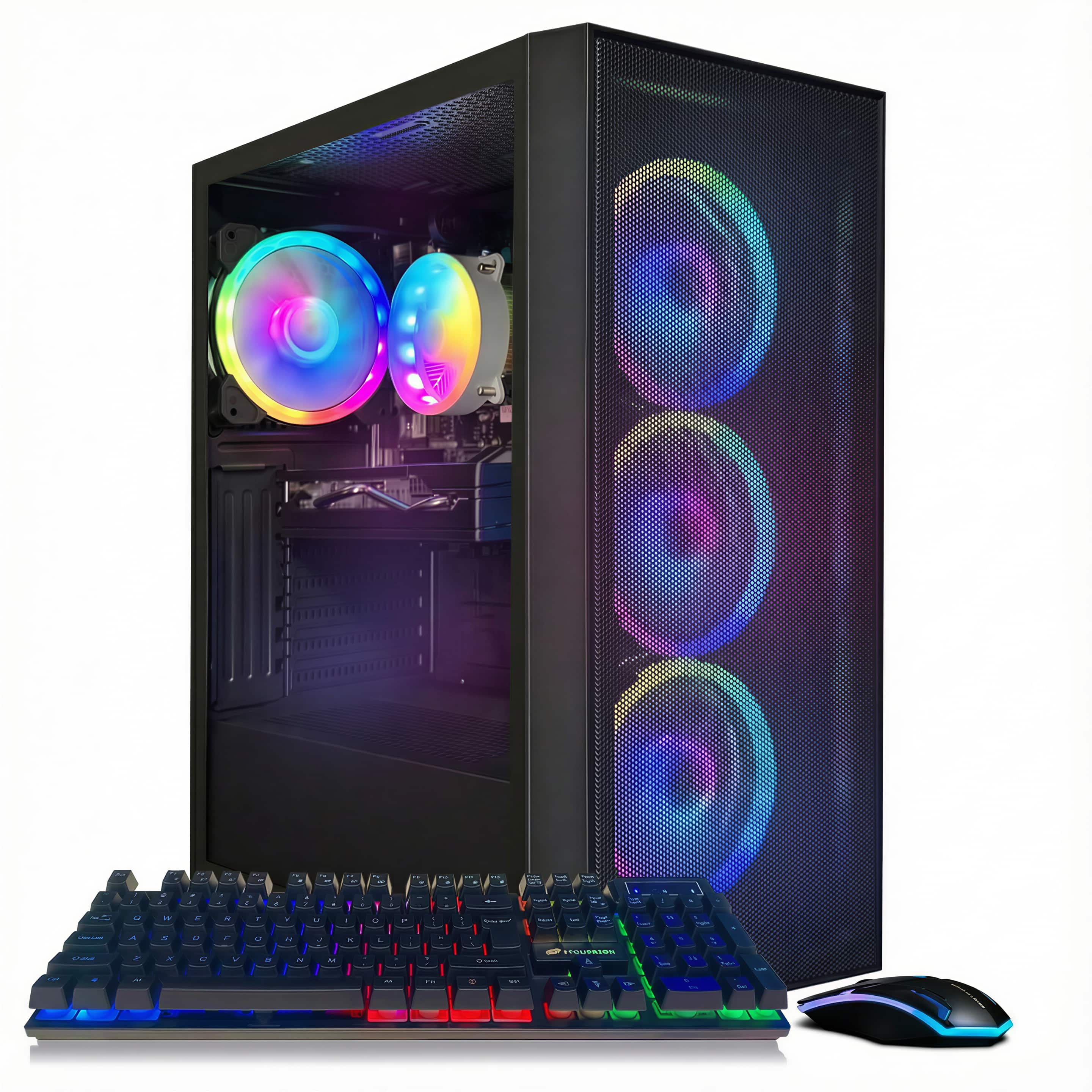 Front. STGAubron - STGAubron Gaming PC Computer Desktop, Radeon RX 580 8G, Intel Core I7 8th up to 4.1GHz, 16G DDR4 RAM, 1T SSD, Win11 Home - Black.