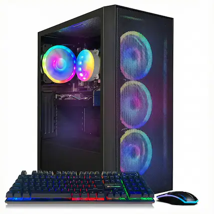 Front. STGAubron - STGAubron Gaming PC Computer Desktop, Radeon RX 580 8G, Intel Core I7 8th up to 4.1GHz, 16G DDR4 RAM, 1T SSD, Win11 Home - Black.