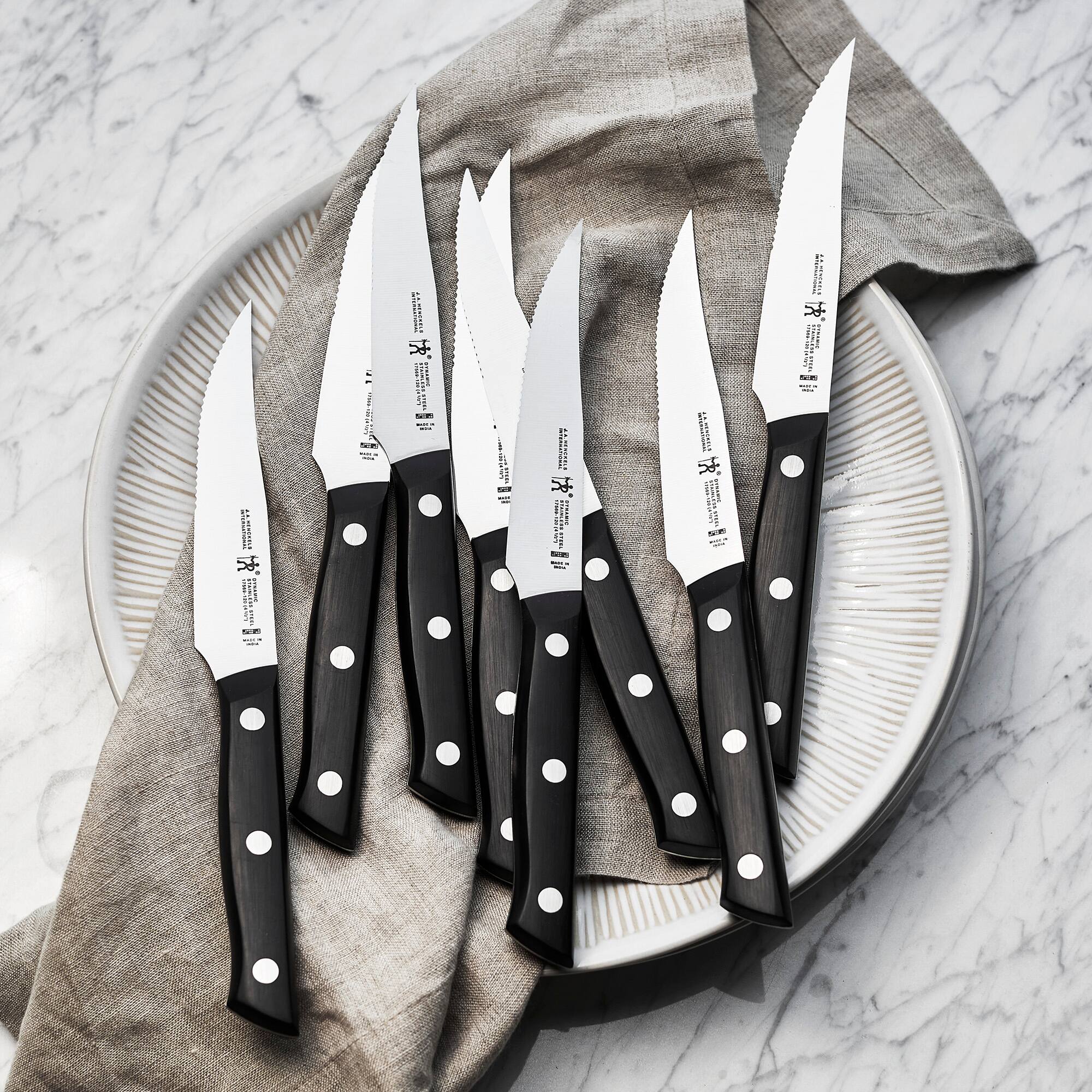 Alt View 1. Henckels - Henckels Dynamic 8-pc Steak Knife Set - Black.