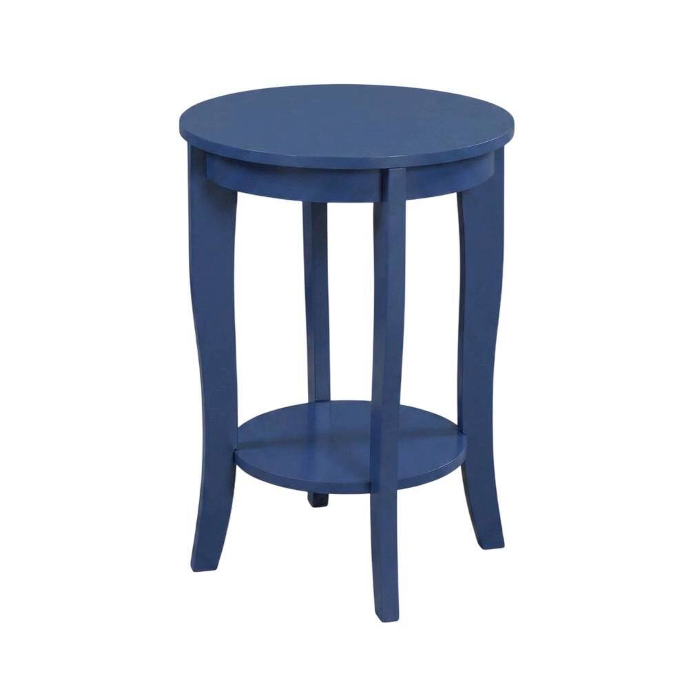 Front. FurniFact - Round End Table with Smooth Surface and Durable Construction - Blue.