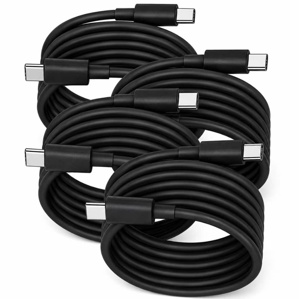 Qixxronics - 4PCS USBC to USBC Cable Cord 6FT, USB -C Cable for iPhone 17/17 Pro Max/Air/16/16 Plus/15/15 Plus/15 Pro Max - Black
