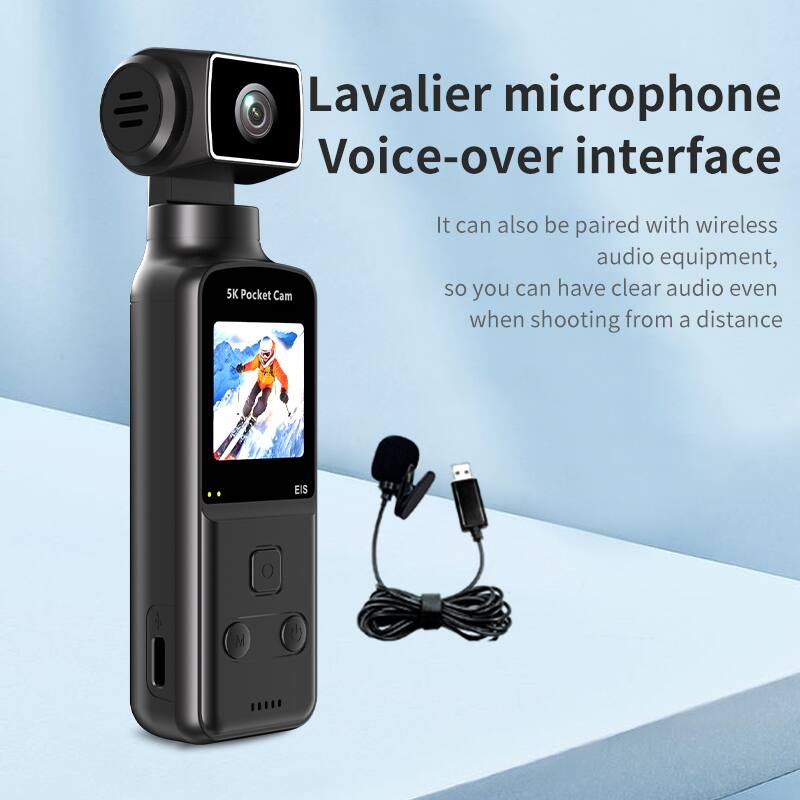 Lavalier microphone Voice-over interface

5K Pocket Cam

It can also be paired with wireless audio equipment, so you can have clear audio even when shooting from a distance

EIS