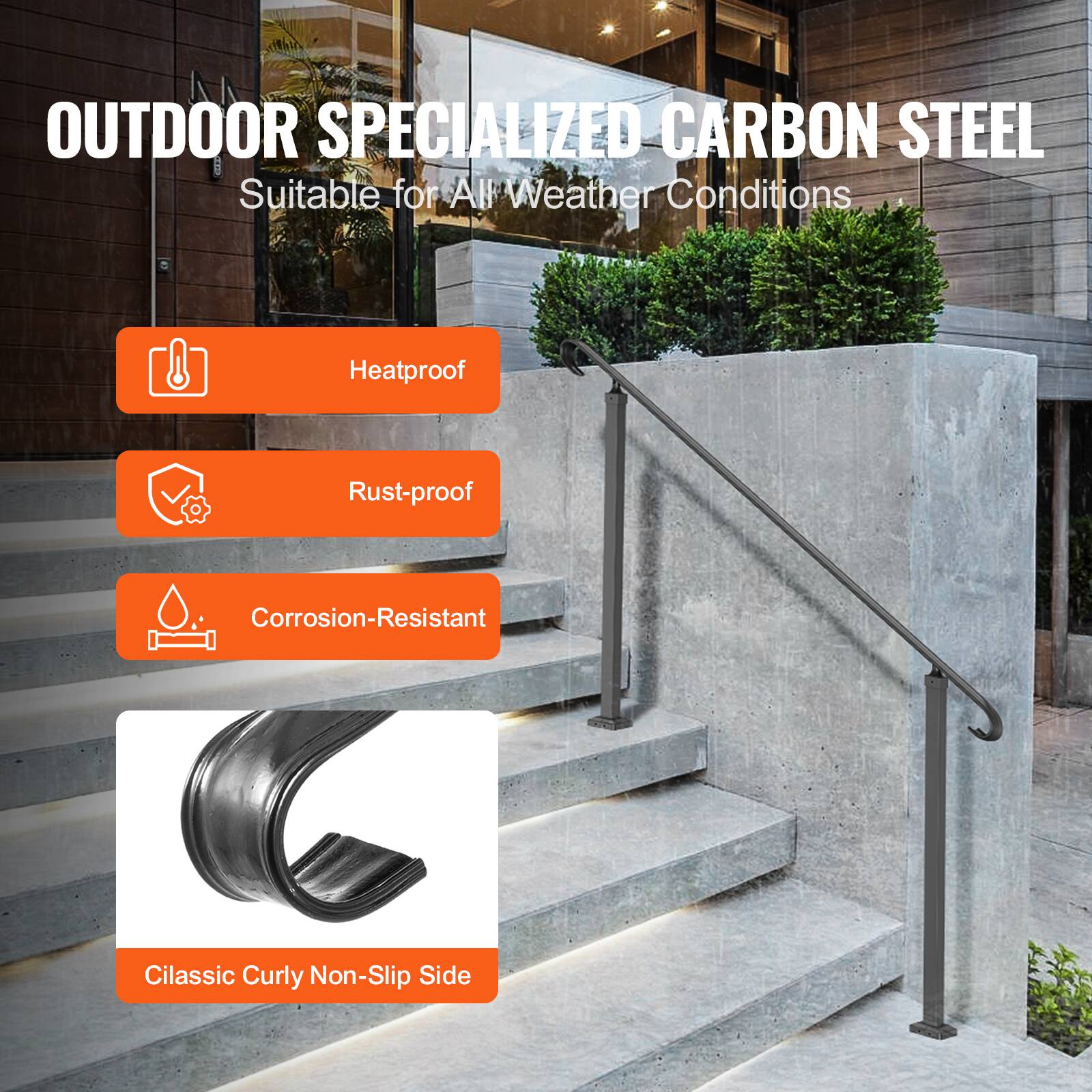 OUTDOOR SPECIALIZED CARBON STEEL
Suitable for All Weather Conditions
Heatproof
Rust-proof
Corrosion-Resistant
Cilassic Curly Non-Slip Side