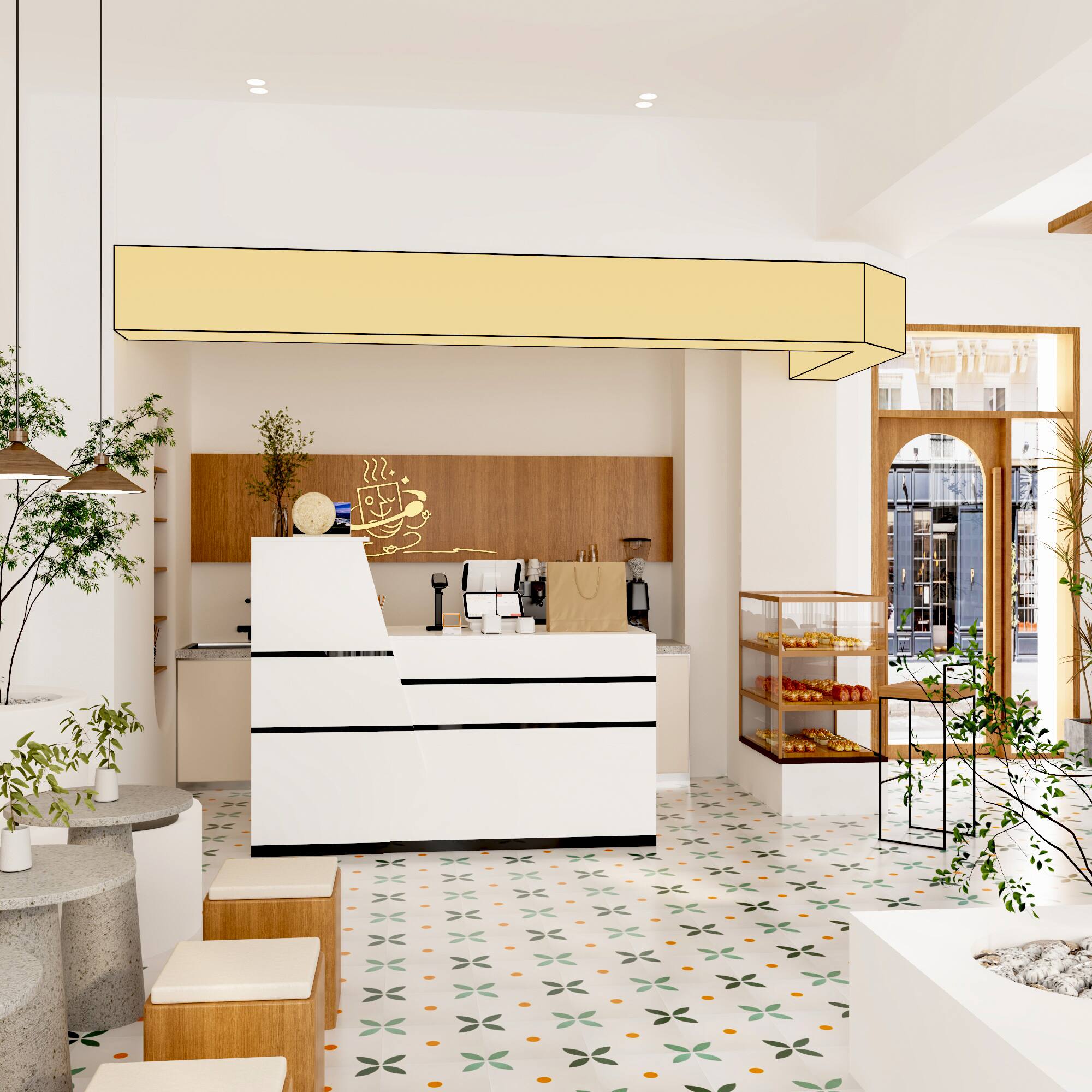 Back. FUFU&GAGA - FUFU&GAGA Reception Desk – Modern Office Welcome & Service Station - White.