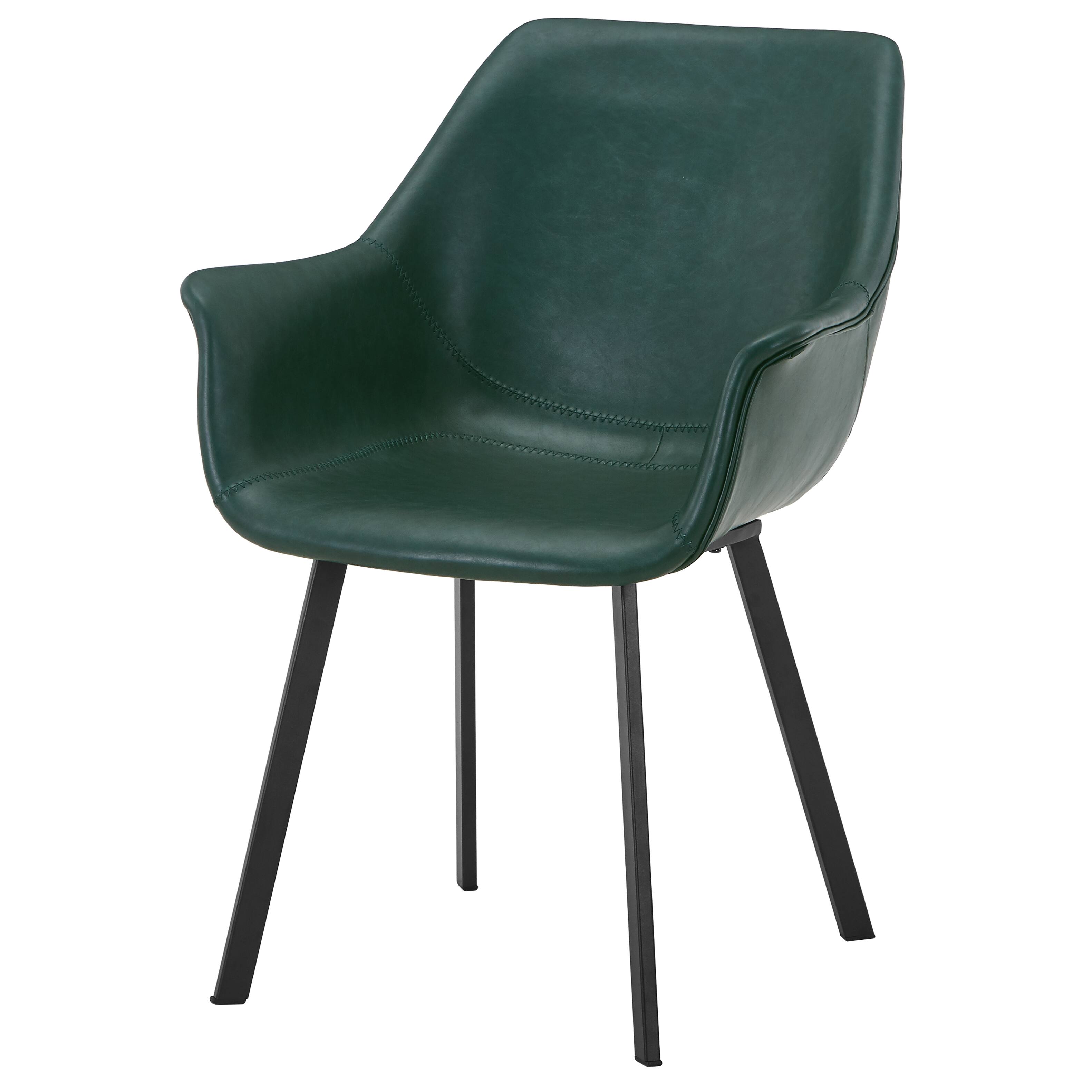 Alt View 4. LeisureMod - Markley 4-PCS Contemporary Distressed Leather Dining & Office Accent Chair - Iron Legs - Olive Green.