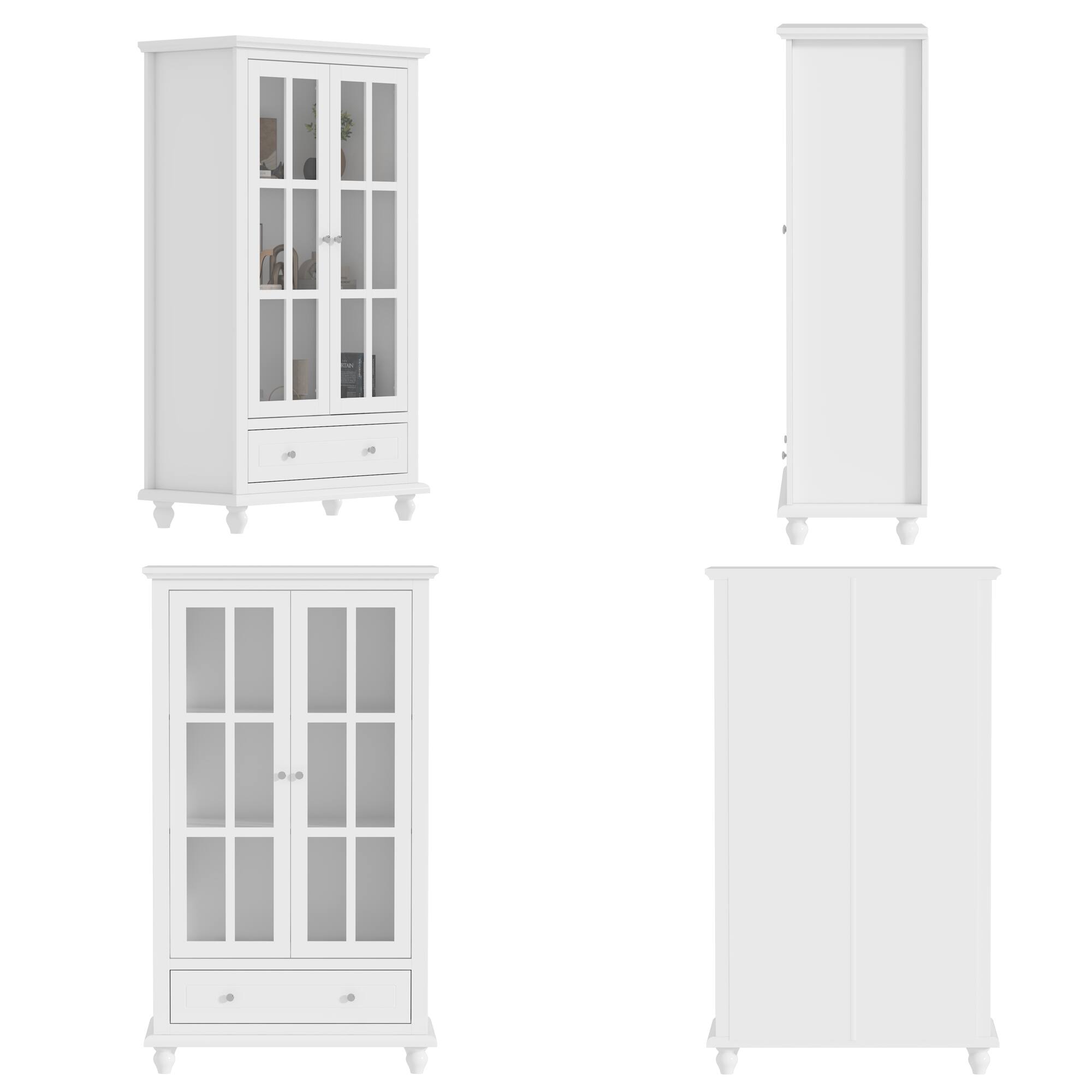 Angle. Famapy - Famapy Display Cabinet Buffet Showcase & Organize in Style Credenzas - White.