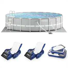 Intex - Prism Frame 20ft x 52in Above Ground Pool, Lounger Float (2 Pack) & Cooler