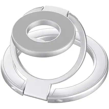 Front. Dteck - Three-Foldable Double-Sided Phone Kickstand,Car Mount Compatible,Mag Safe Magnetic Phone Ring Stand,Metal Phone Holder - Silver.