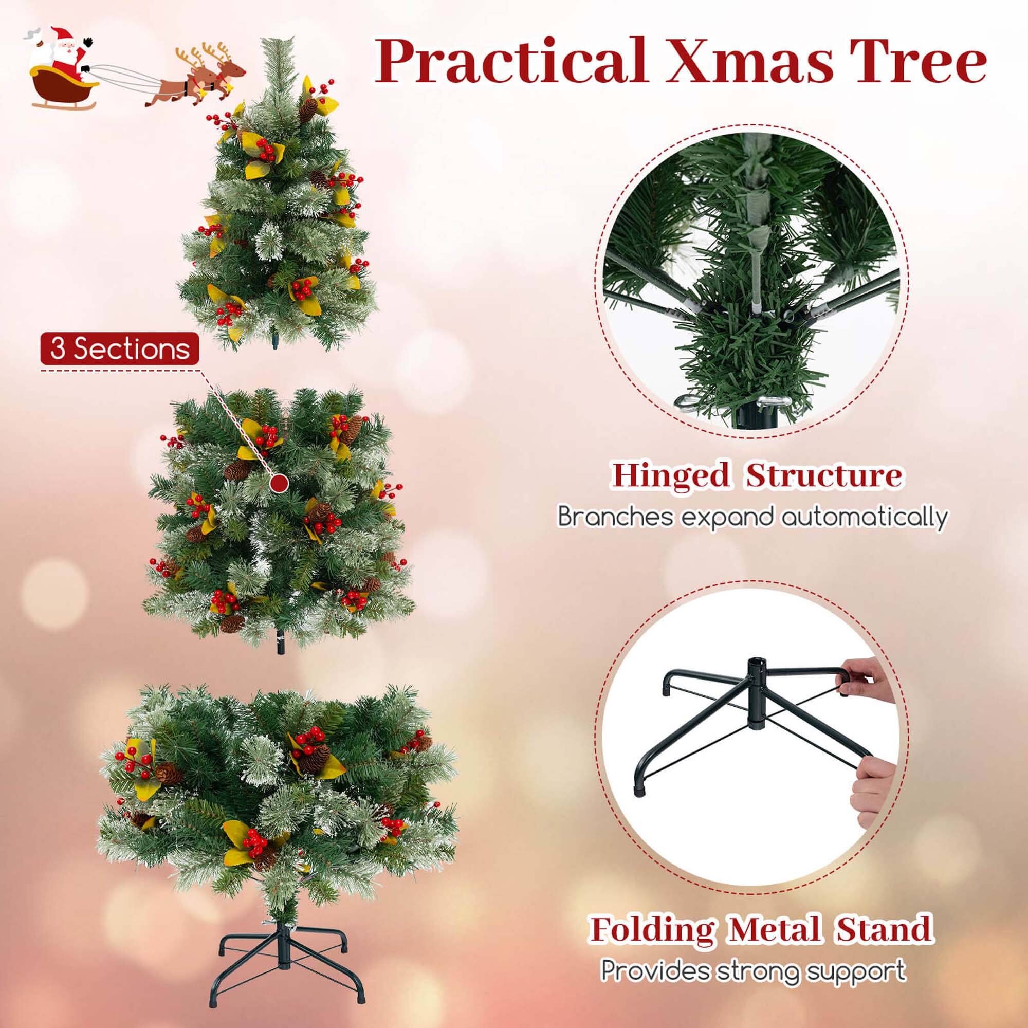 Practical Xmas Tree

- 3 Sections
- Hinged Structure: Branches expand automatically
- Folding Metal Stand: Provides strong support