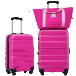 Ecooso - 2-Piece Expandable ABS Spinner Luggage Set with TSA Lock, Lightweight Hard Shell, and 360° Wheels - Pink