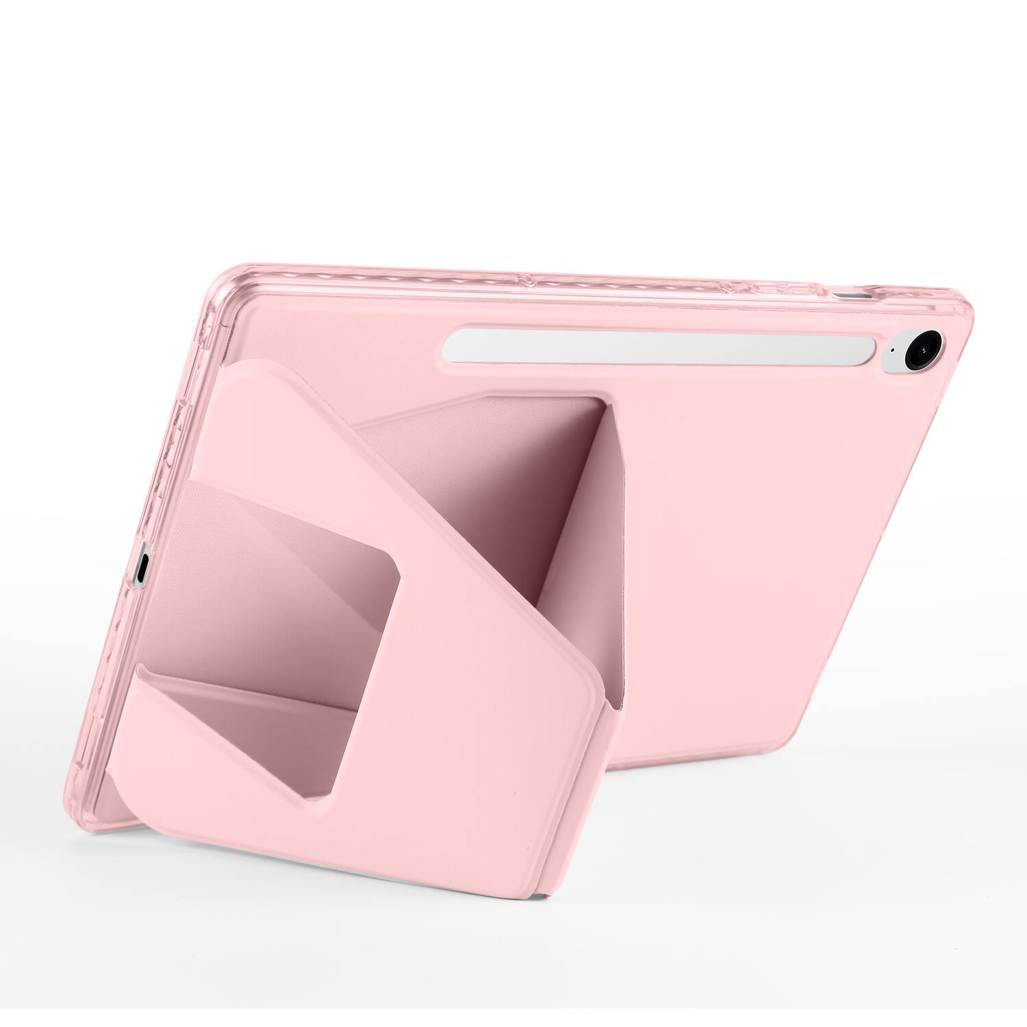 Alt View 1. Dteck - Slim Faux Leather Case for Samsung Galaxy Tab S10 FE / S10 / S9 / S9 FE,Soft Silicone Bumper Shell with Foldable Stand - Pink.