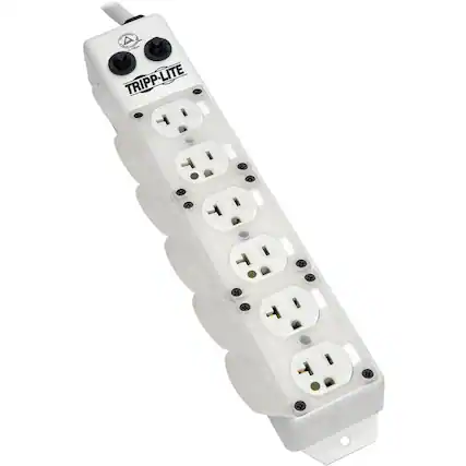 Front. Tripp Lite - Eaton Tripp Lite Series Safe-IT UL 1363A Medical-Grade Power Strip for Patient-Care Vicinity, 6x 20A Hospital-Grade - White.