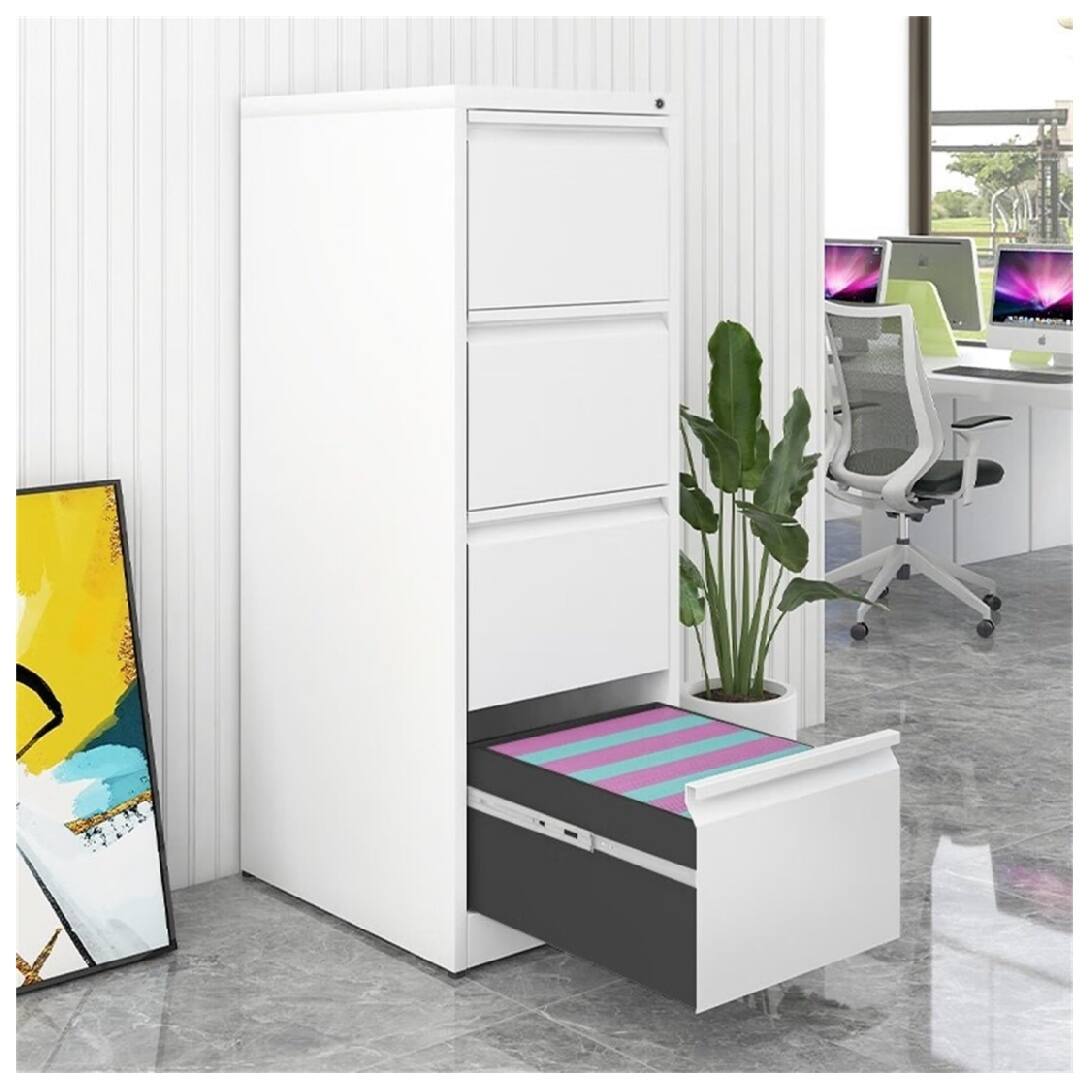 Alt View 2. GARVEE - 4 Drawer File Cabinet with Lock, Vertical File Cabinets for Home Office - White.