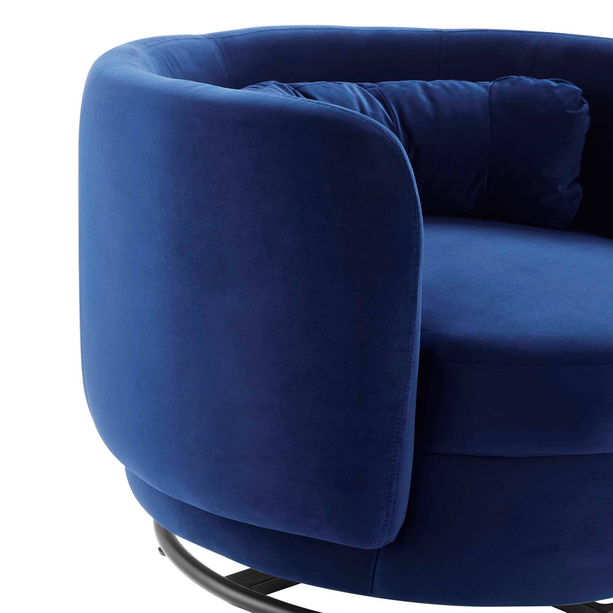 Alt View 3. Modway - Relish Performance Velvet Swivel Chair by Modway - Black Navy.