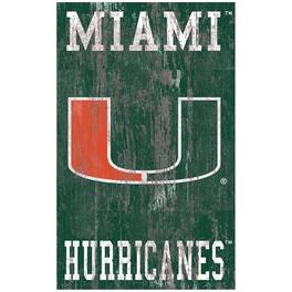 Fan Creations - Miami Hurricanes 11'' x 19'' Heritage Distressed Logo Sign - Multicolor