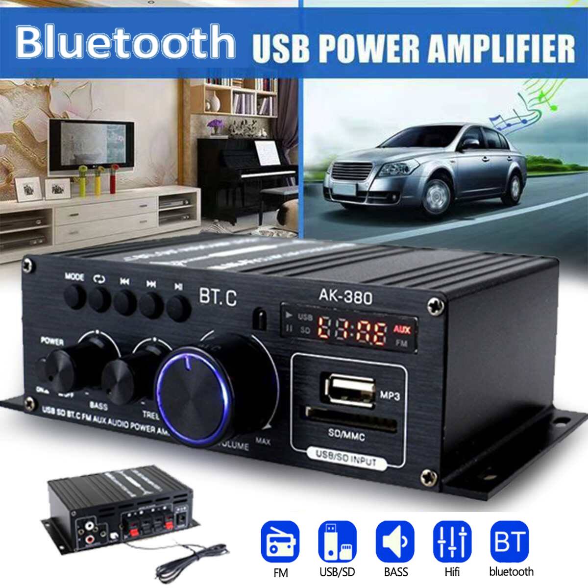Bluetooth USB Power Amplifier

AK-380

- USB
- SD
- BT.C
- AUX
- FM
- USB/SD Input
- MP3
- SD/MMC
- USB/SD Input
- BASS
- TREL
- VOLUME
- MAX

Features:
- FM
- USB/SD
- BASS
- HiFi
- Bluetooth